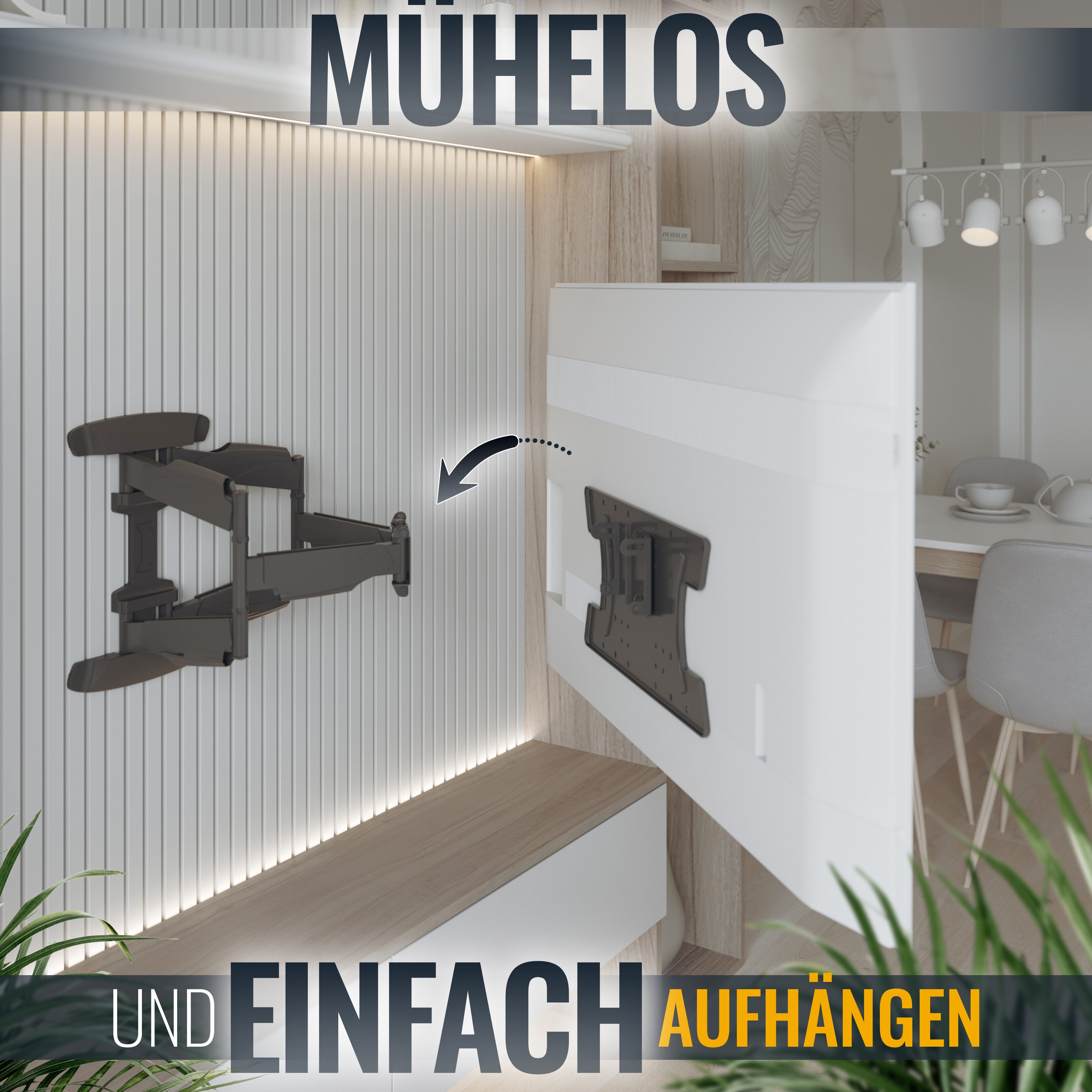 RICOO TV-Wandhalterung S3042, (bis 65 Zoll, 1-tlg., schwenkbar neigbar ausziehbar Fernseher Halter universal VESA 400x200)