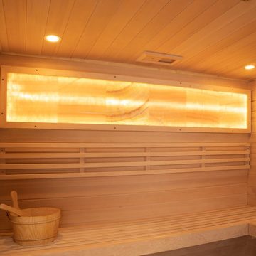 HOME DELUXE Sauna Traditionelle Sauna NEOLA, BxTxH: 200 x 160 x 200 cm, für bis zu 5 Personen, inkl. 7,5 kW Saunaofen, hochwertiges Tannenholz