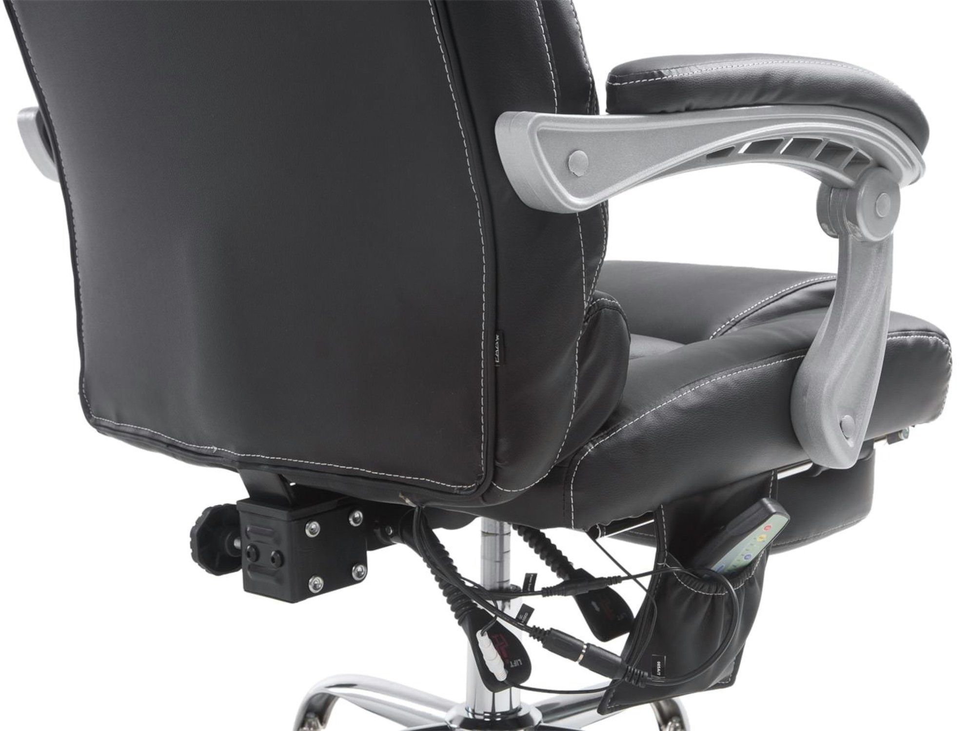 Pacira Gestell: - schwarz Sitzfläche: - 360° Metall und Bürostuhl Chefsessel, höhenverstellbar Massagefunktion (Schreibtischstuhl, TPFLiving chrom drehbar XXL), Drehstuhl, mit Bürostuhl Kunstleder