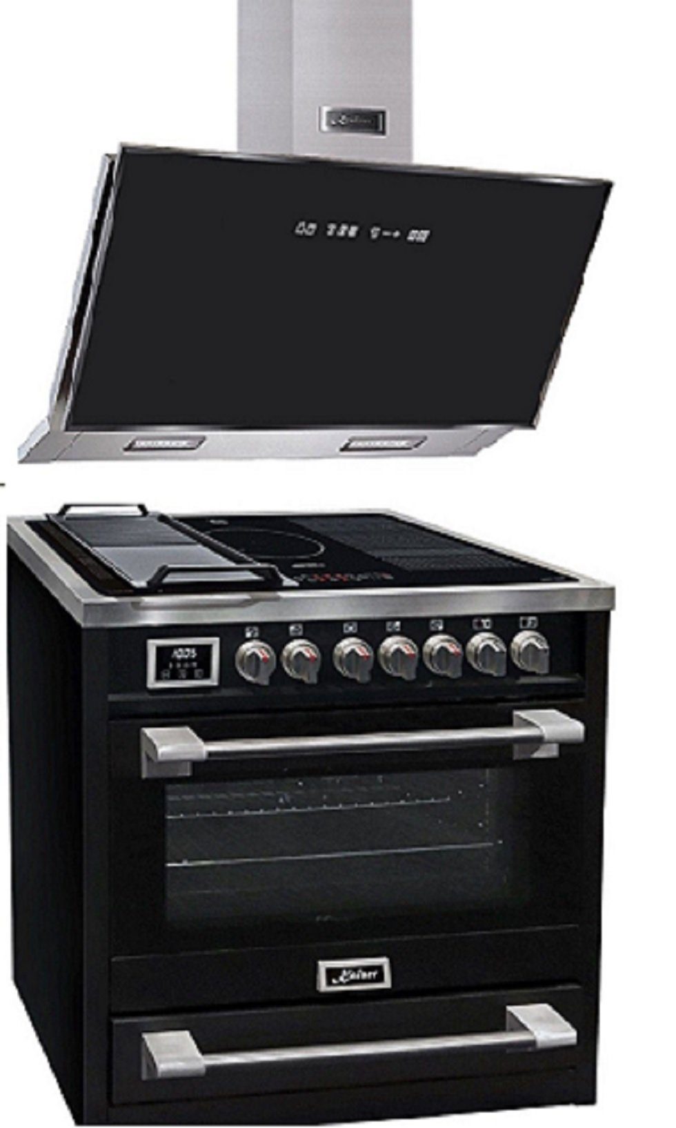 Kaiser Küchengeräte Induktions-Standherd HC 93691 IS+AT 9430 F ECO, Elektro Standherd 90 cm +Dunstabzugshaube 90cm