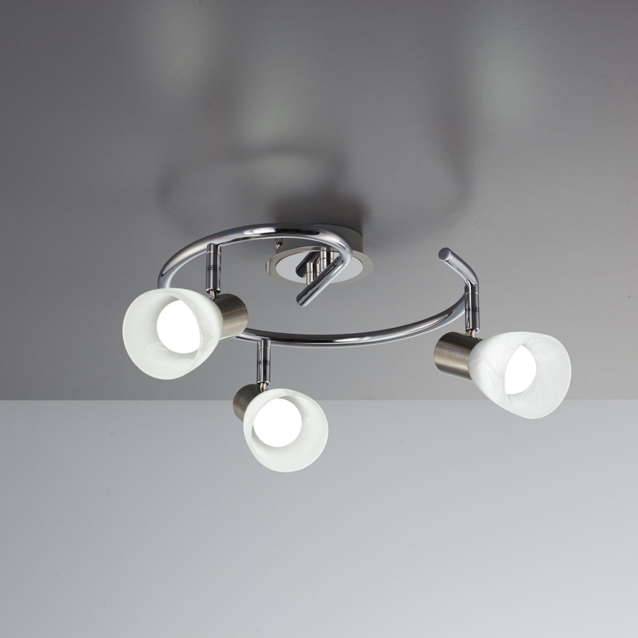 B.K.Licht LED Deckenspot Lunas, E14 Deckenleuchte, Spots, wechselbar, Warmweiß, Glas-Lampenschirm, schwenkbare Chrom, LED Leuchtmittel