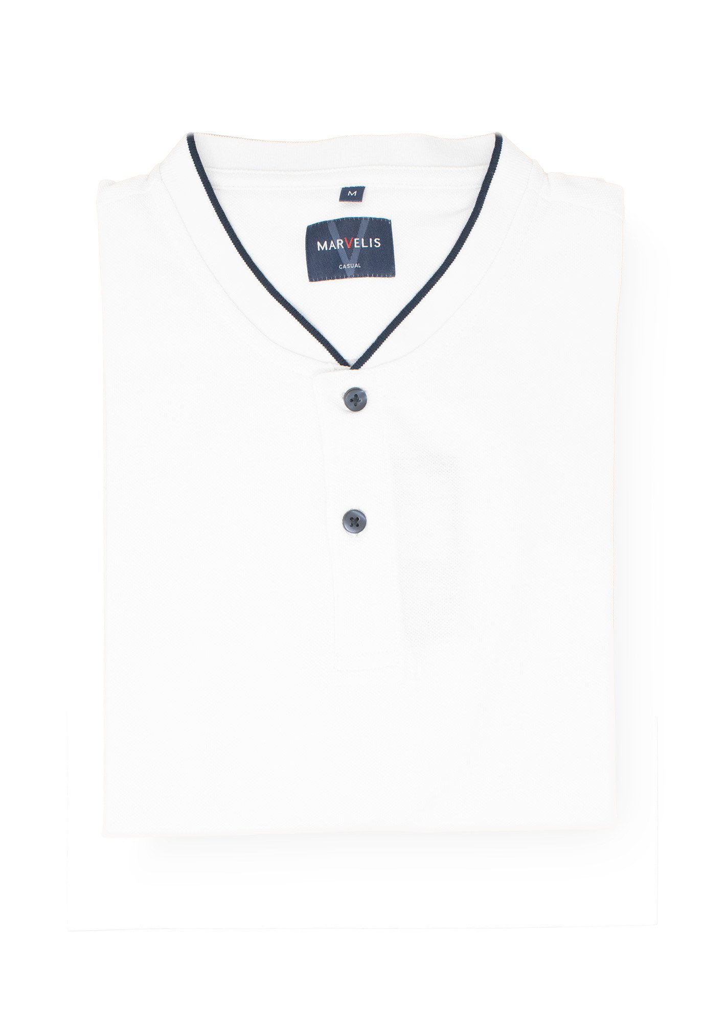 MARVELIS Poloshirt Poloshirt - Stehkragen - Einfarbig - Weiß