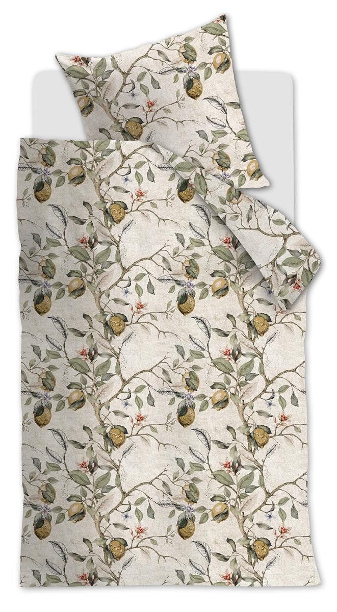 At Home by Beddinghouse Bettwäsche At Home biber bettwäsche 135x200 weiß Naturprints, Bettbezug Kopfkissenbezug Set kuschelig weich hochwertig