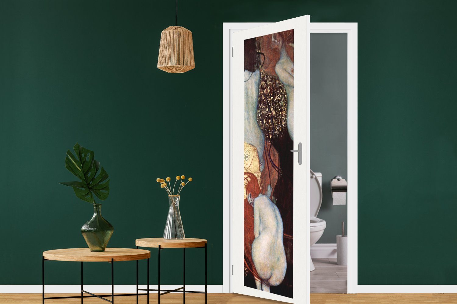 Tür, 75x205 Türtapete Klimt, cm St), für Gustav Fototapete (1 - MuchoWow Türaufkleber, bedruckt, Goldfisch Matt,