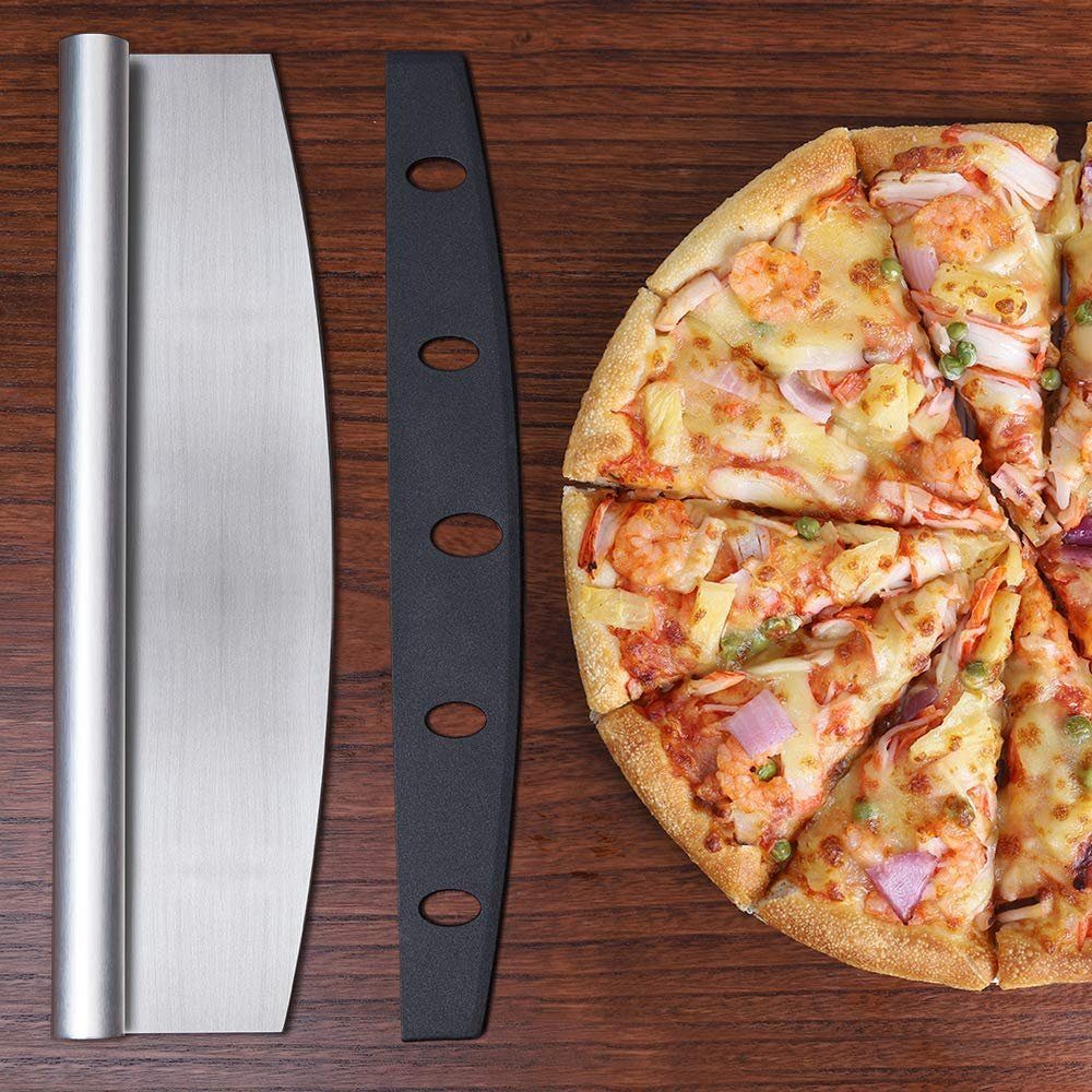 BAYLI Pizzaschneider 3 x Pizzaschneider scharf Wiegemesser Kräuter- und Pizza Schneider