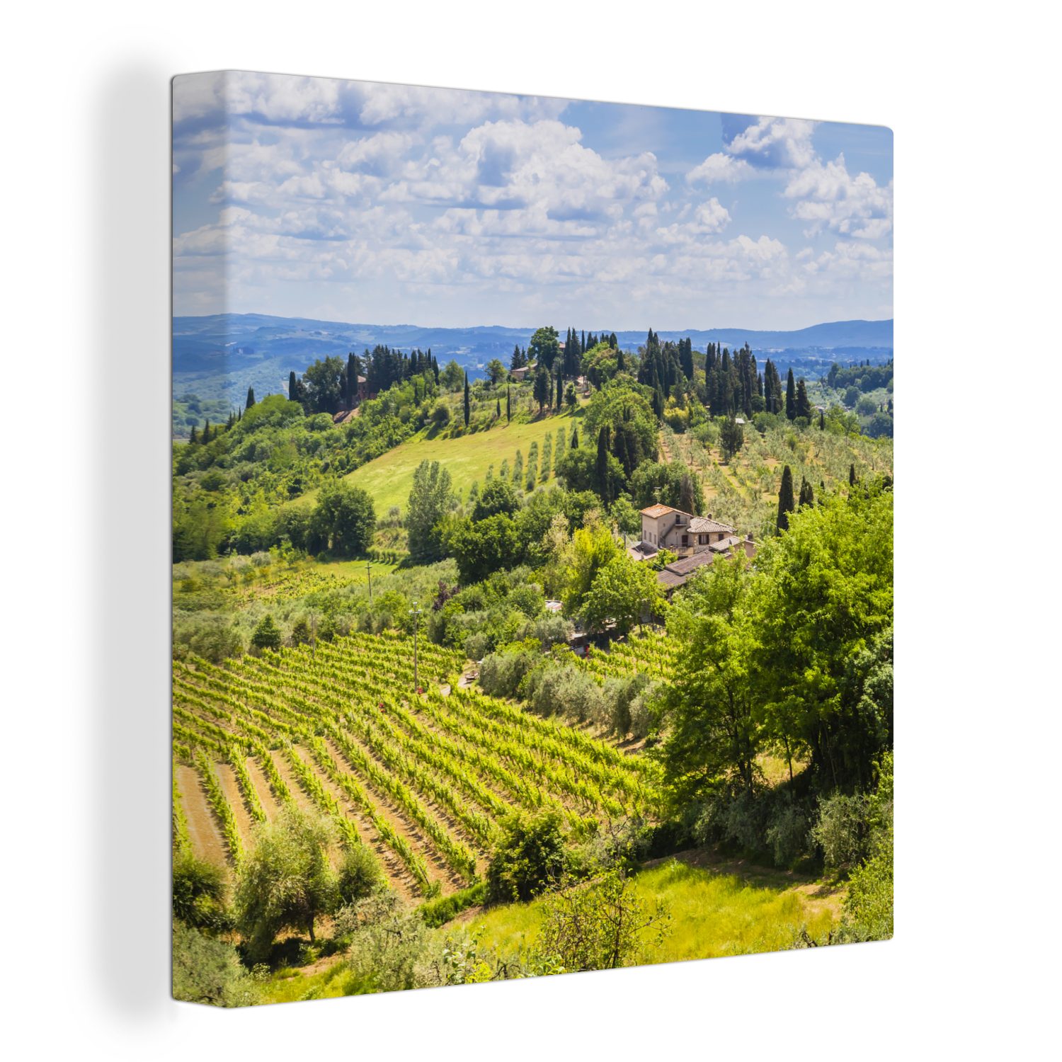 OneMillionCanvasses® Leinwandbild Weinberge in der mittelalterlichen Stadt San Gimignano in Italien, (1 St), Leinwand Bilder für Wohnzimmer Schlafzimmer