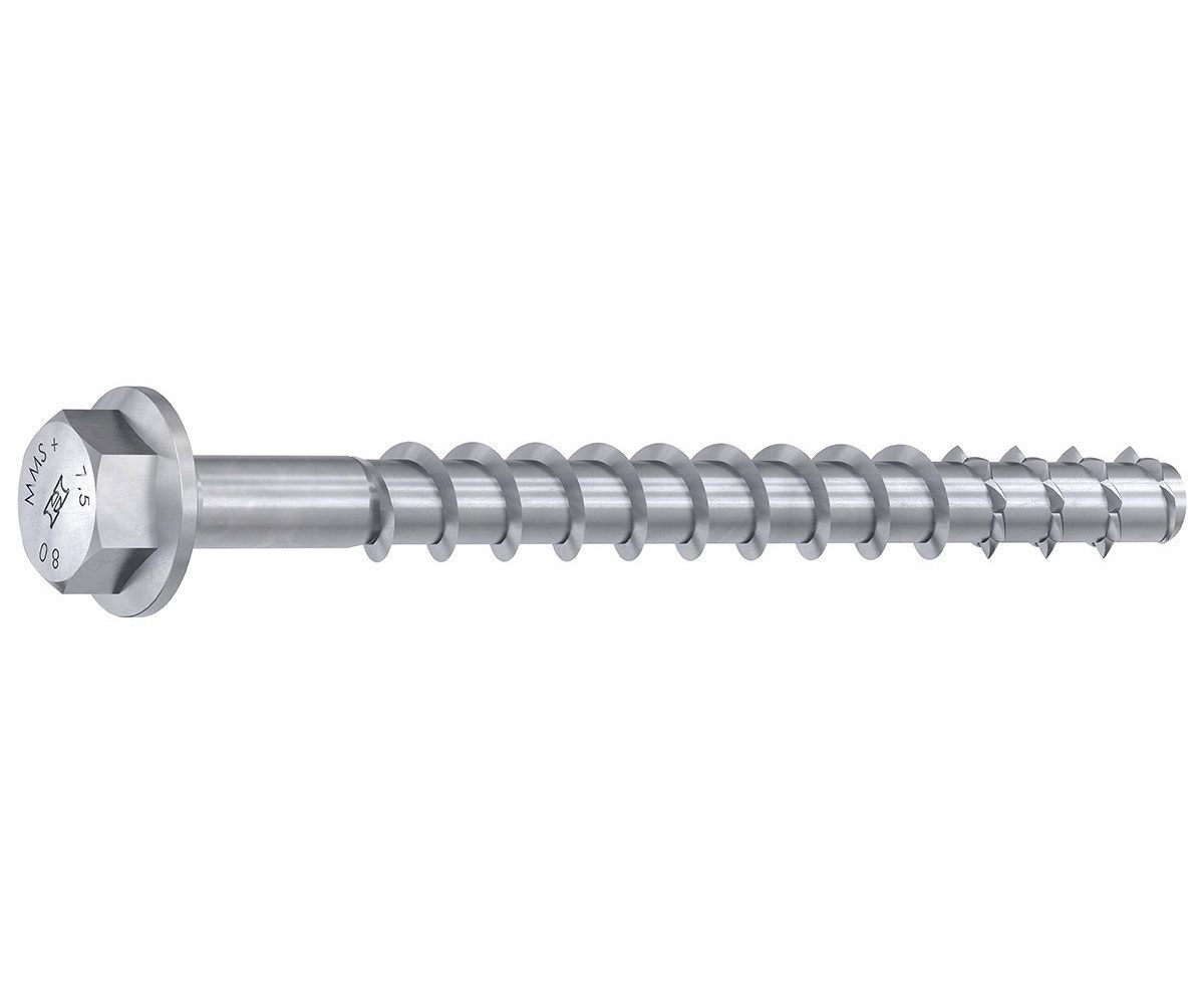 HECO Schrauben Betonschraube MULTI-MONTI-plus SS Betonschraube, Sechskantkopf mit angepr. Scheibe, (25 St)