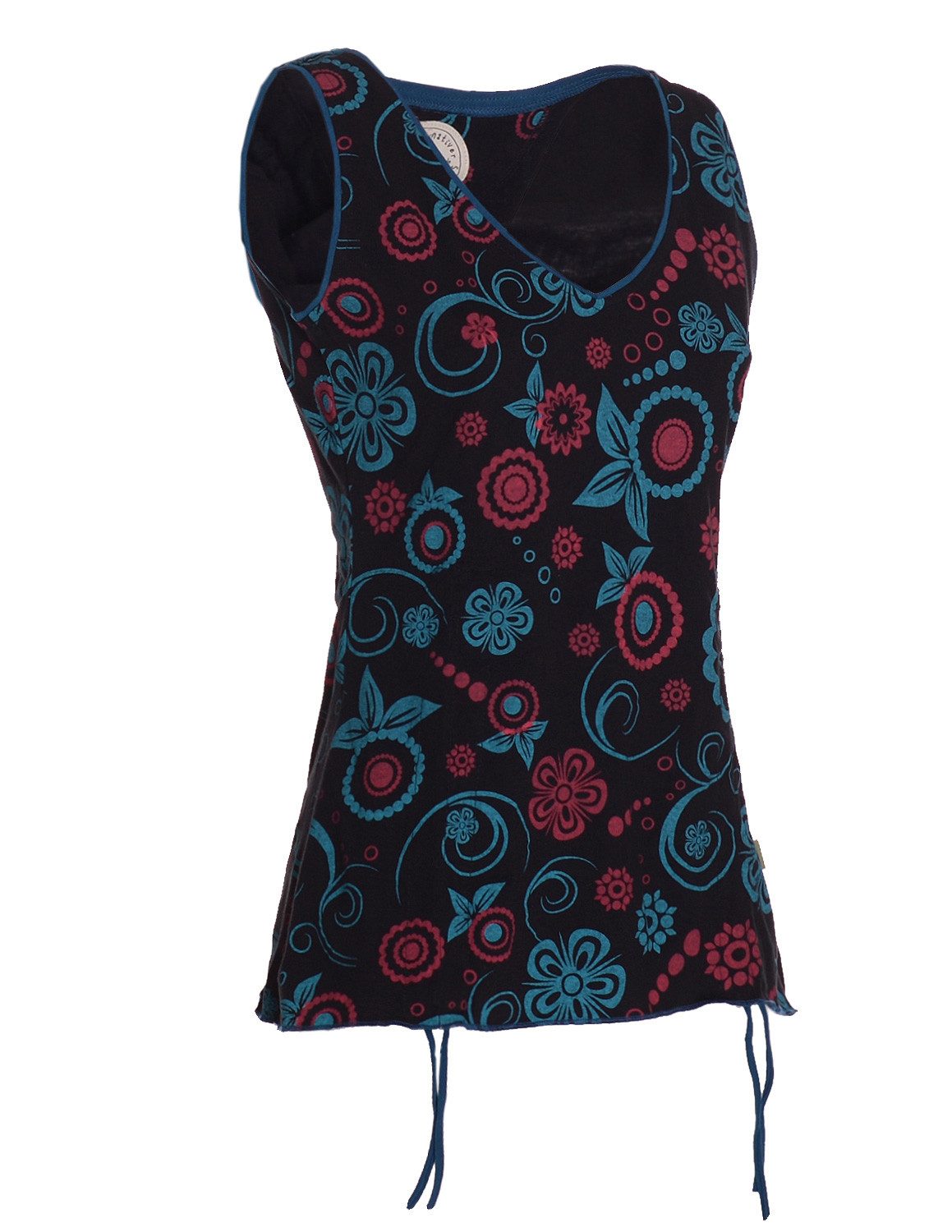 Vishes Shirttop Tanktop Damen Blumenprint V-Ausschnitt verstellbar Baumwolle Alternative Mode, Boho, Hippie, Ethno, Festival – Bild 2 von 5
