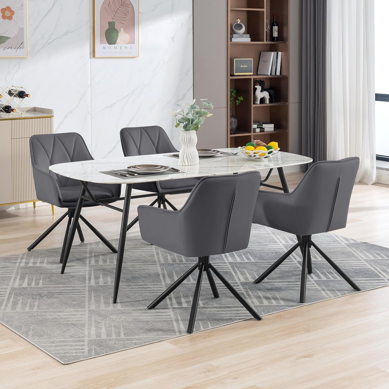 EUGAD 4-Fußstuhl (6 St), Esszimmerstühle drehbar, mit Armlehnen Rückenlehne günstig online kaufen