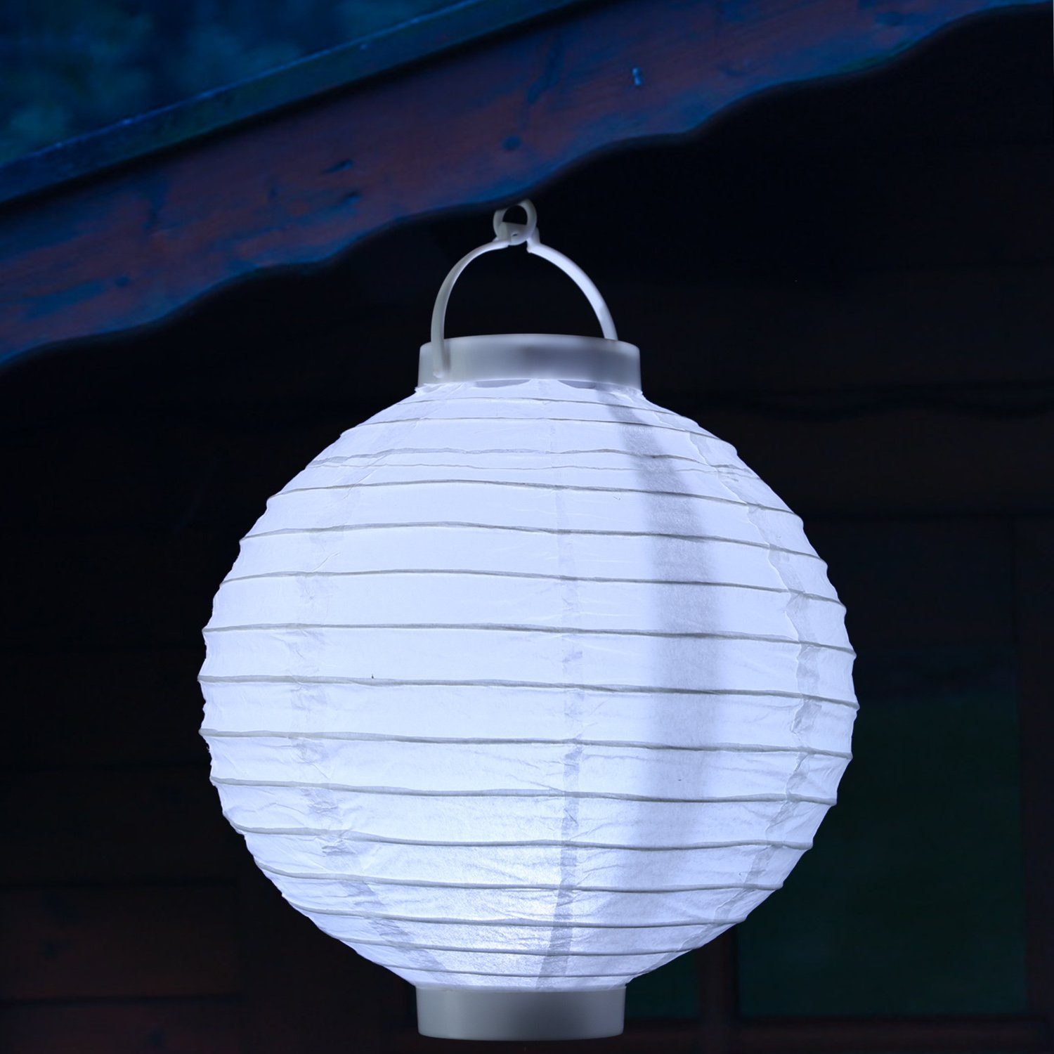 MARELIDA LED Lampion LED Lampion kaltweiße LED D: 30cm Kugel Laterne Partylampion weiß, LED Classic, kaltweiss (5300K bis 6000K)