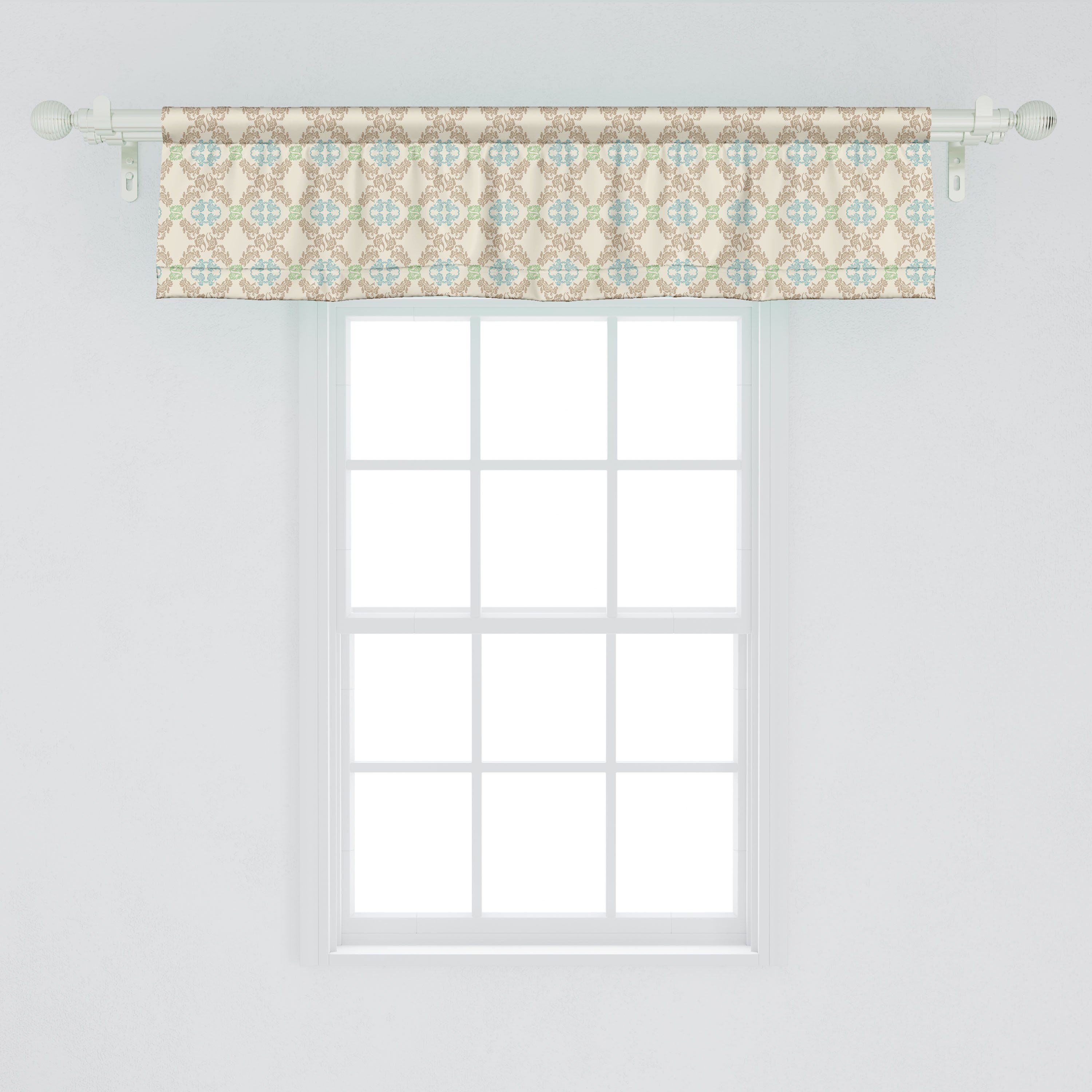 Scheibengardine Vorhang Volant für Küche mögen Barock Kurven mit Pastell Schlafzimmer Abakuhaus, Microfaser, Motive Stangentasche, Dekor