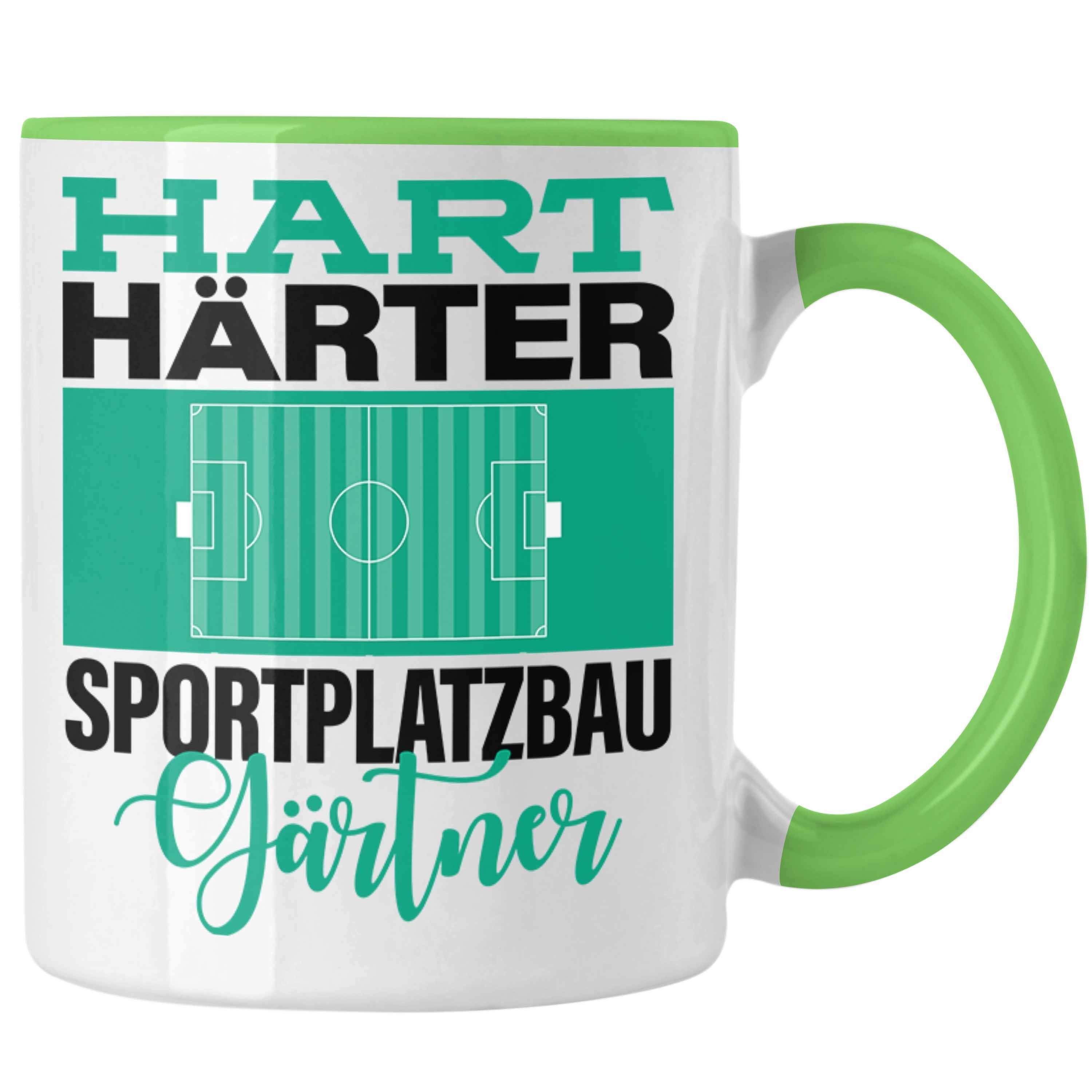 Trendation Tasse Tasse für Sportplatzbaugärtner Geschenkidee Spruch "Hart Härter Sportp Grün