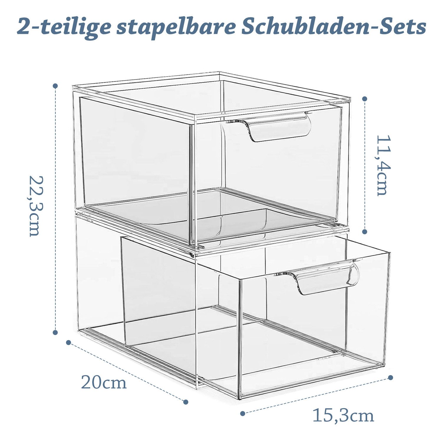 OSTWOLKE Make-Up Organizer 2er Stapelbare Acryl Kosmetik Organizer Schubladen Organizer, 2-tlg., für Schminktisch Schreibtisch Badezimmer Schlafzimmer UnterWasc – Bild 5 von 5