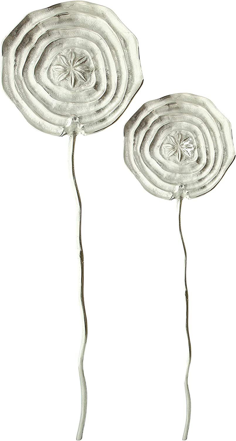 Wanddekoobjekt Set) 2er silber, Aluminium, (2 Wandschmuck "Blume" aus Dekoleidenschaft Wandbild St.,