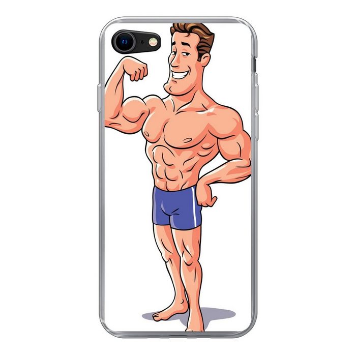 MuchoWow Handyhülle Eine Illustration eines Bodybuilders der seinen Körper zeigt Handyhülle Apple iPhone 7 Smartphone-Bumper Print Handy Schutzhülle