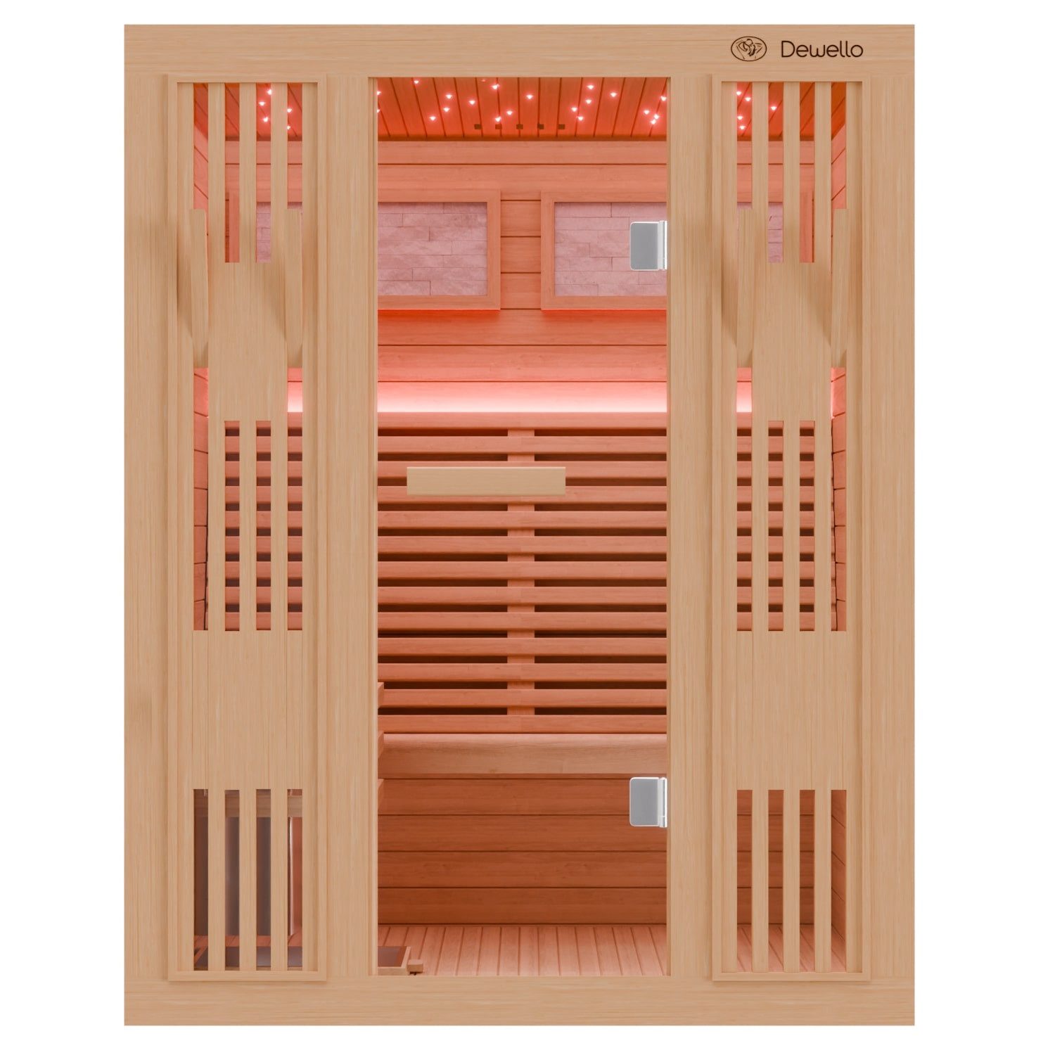 Dewello Eckdusche MINTO 150x130 Finnische Sauna, 3 Personen, Saunaofen, Harvia 4,5KW – Bild 5 von 5