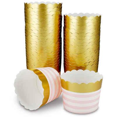 Frau WUNDERVoll Muffinform 25 Muffin Backformen, gold rosa Streifen, Durchmesser 6,1 cm / Muffinb, (25-tlg)