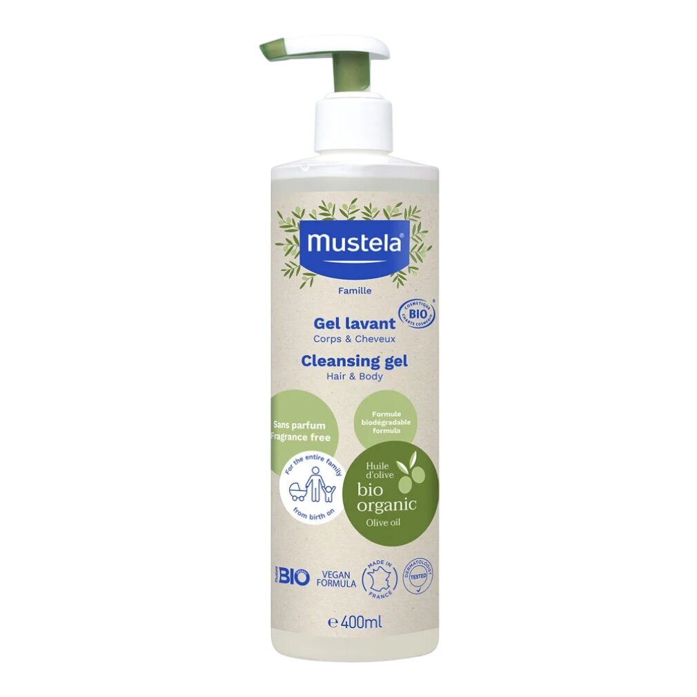 Mustela Haarpflege-Set Bio-Reinigungsgel für Körper und Haar 400ml