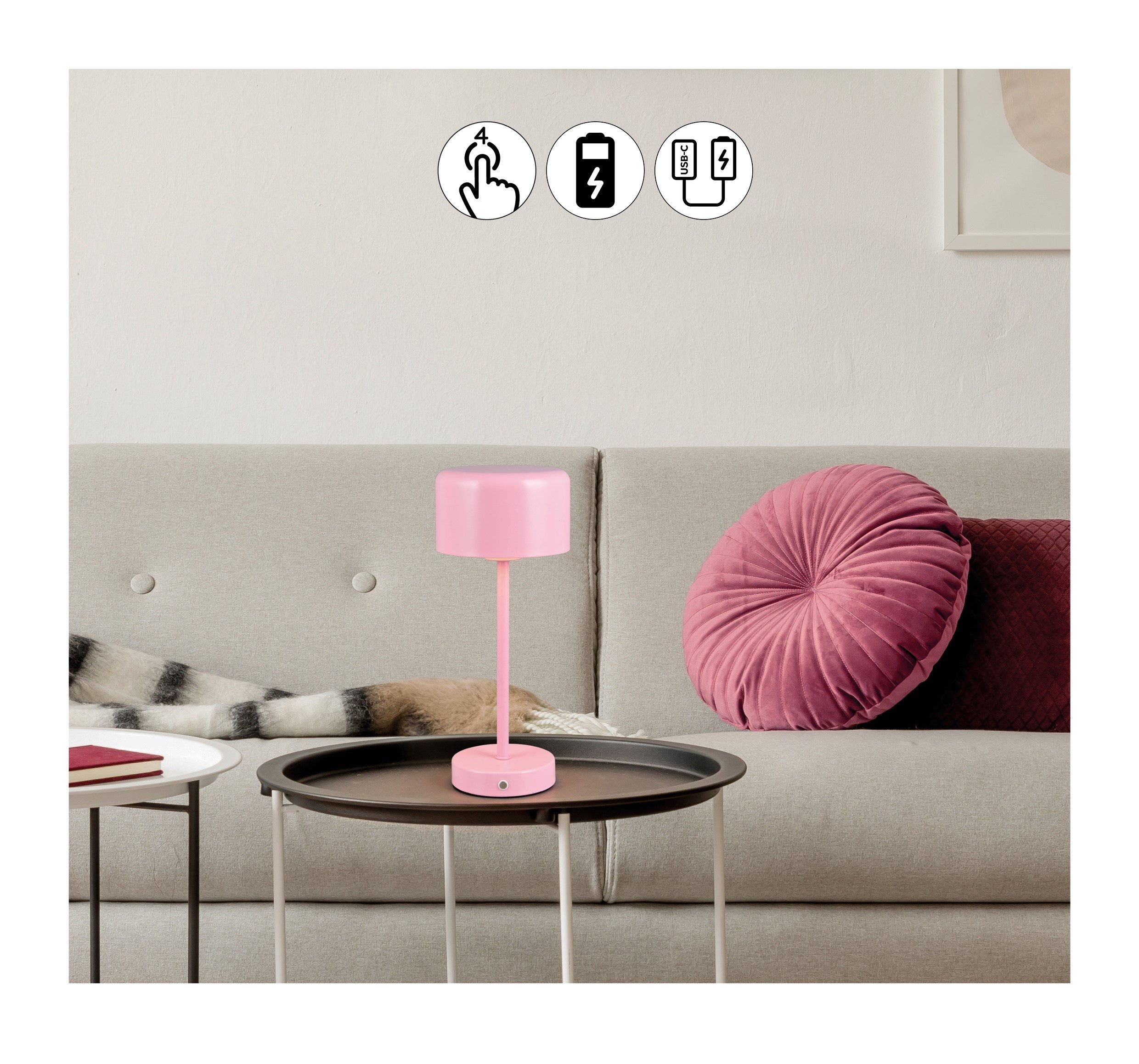 my home LED Tischleuchte Abelke, Tischlampe Kinderzimmer mit USB-C Ladekabe günstig online kaufen