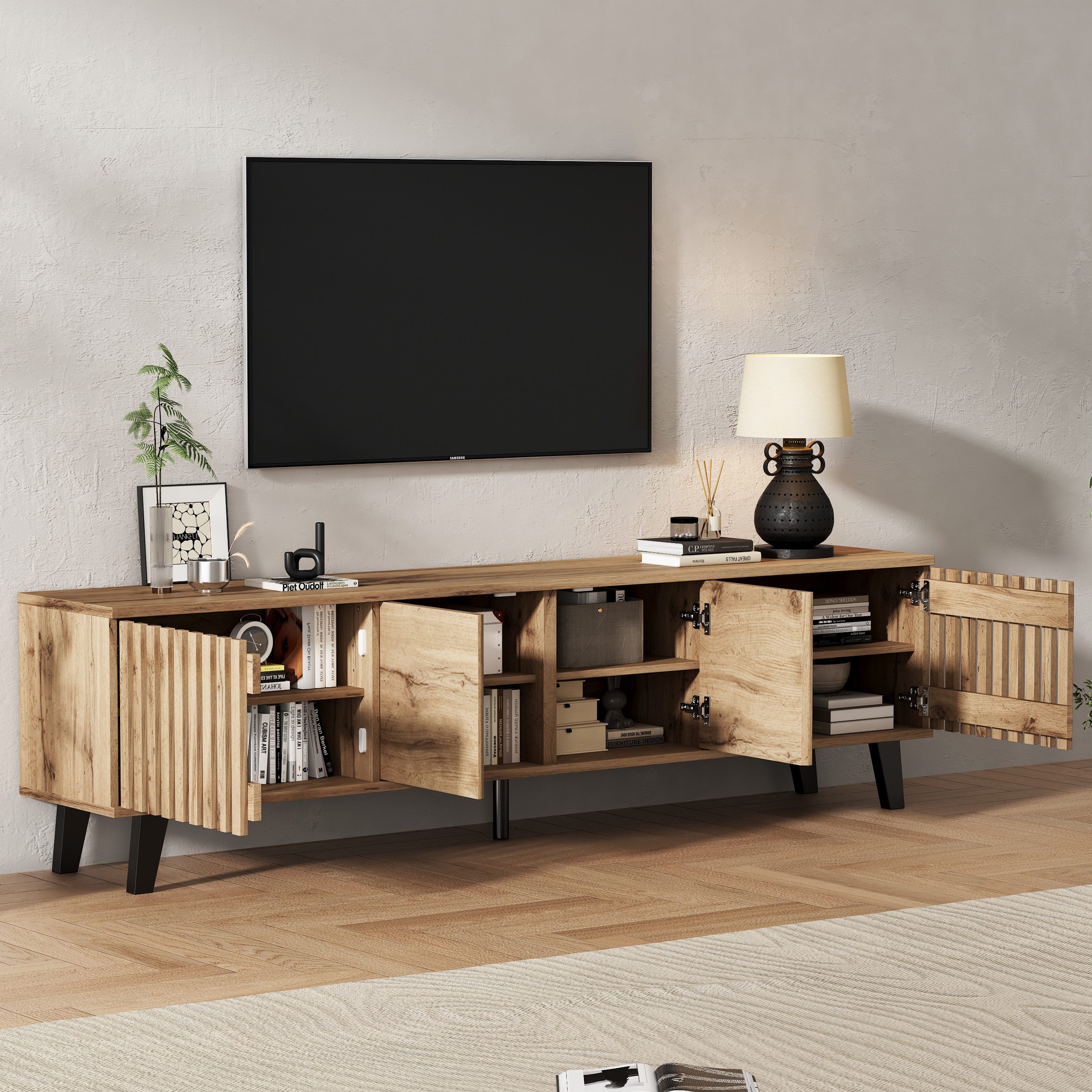 OKWISH Lowboard in Originalholzfarbe (TV-Ständer, TV-Konsolen-Entertainment günstig online kaufen