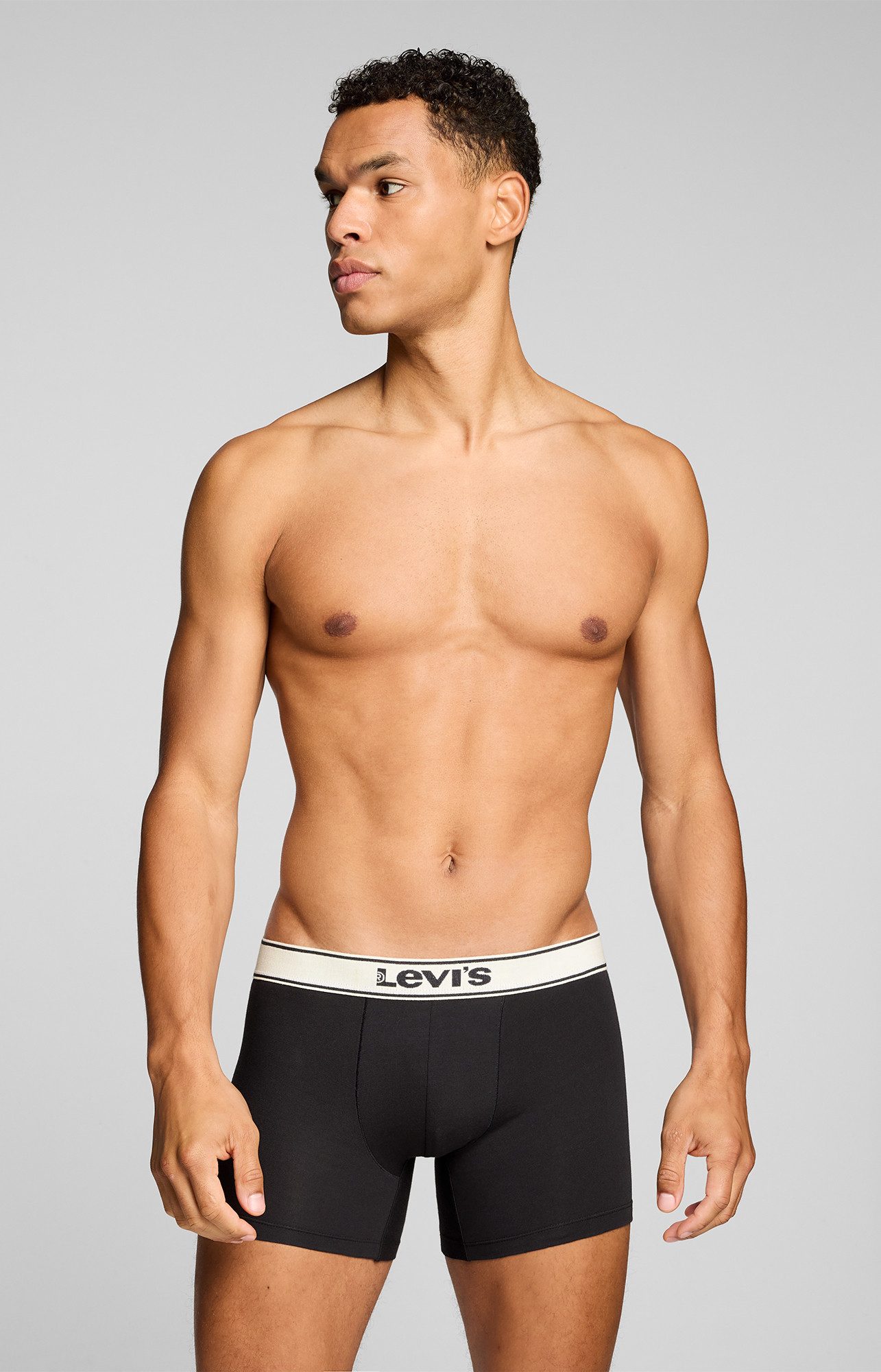 Levi's® Boxer LEVIS MEN VNTG HTR BOXER BRIEF 2P (2er Pack) ohne Eingriff, uni, meliert, Logo-Bund, elastisch