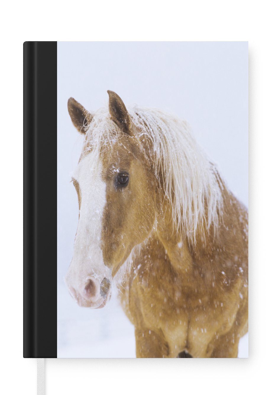 MuchoWow Notizbuch Pferd - Merkzettel, Seiten, Schnee Tagebuch, 98 Journal, A5, - Winter, Haushaltsbuch Notizheft