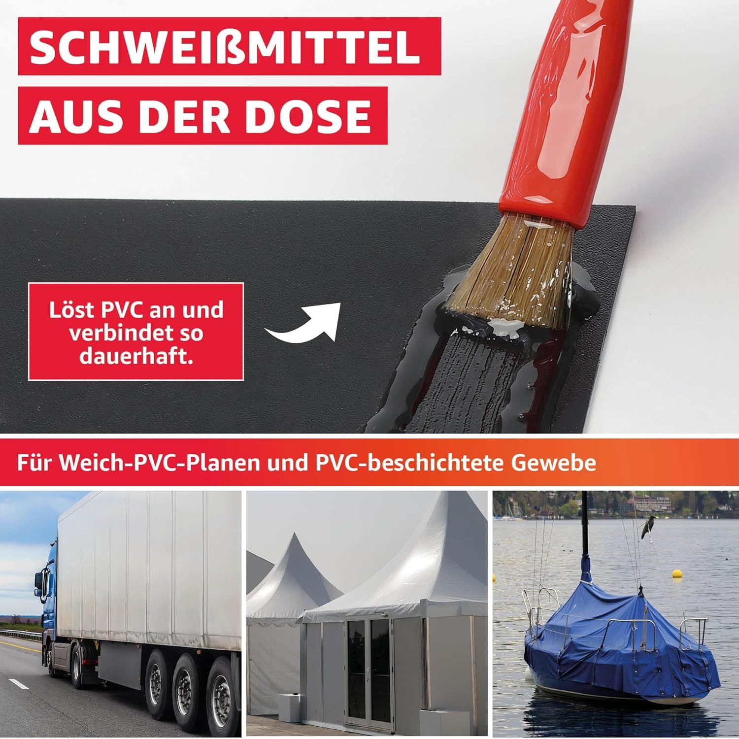 Everglue PVC-Kleber Gewebeplanenkleber Quellschweißmittel für Weich-PVC 200 ml, (1-tlg), wasserbeständig transparent 200ml