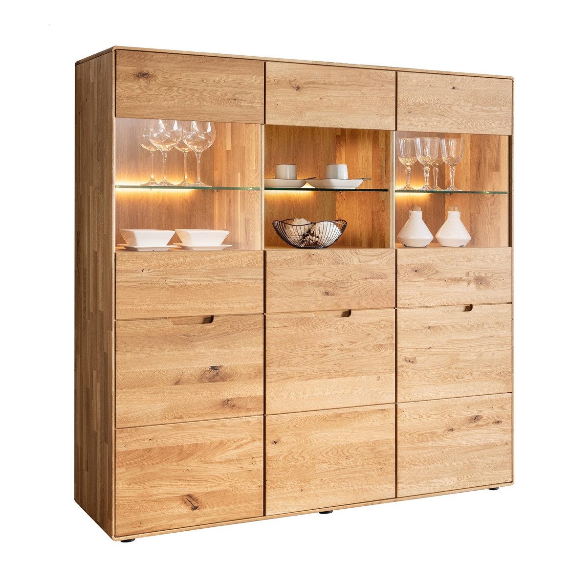 Main Möbel Highboard Highboard 149x145cm "Kent" Wildeiche massiv