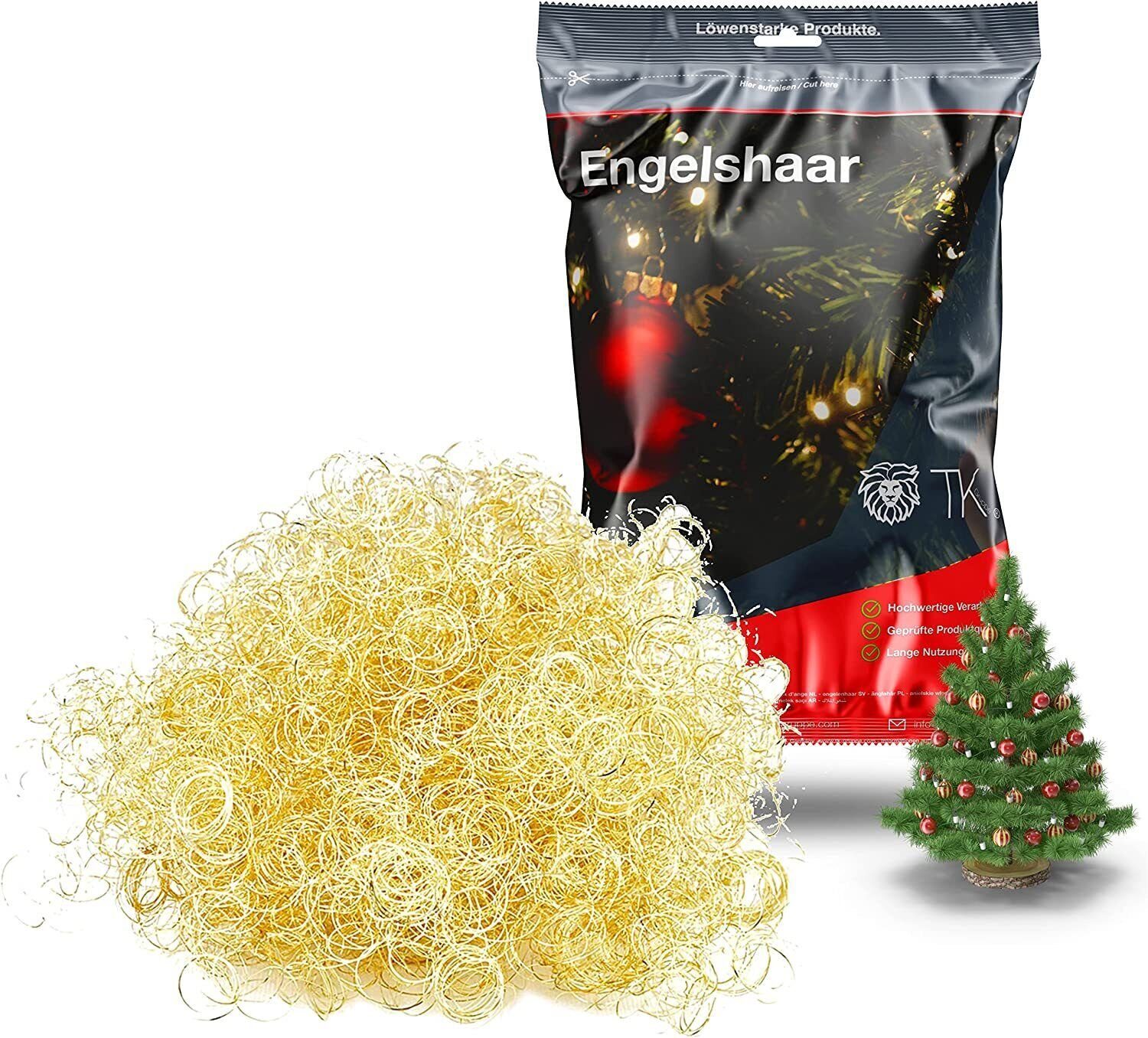 Weihnachtswunder® Lametta Engelshaar Feenhaar gelockt Lametta gold für Weihnachten Stanniol (1-tlg)
