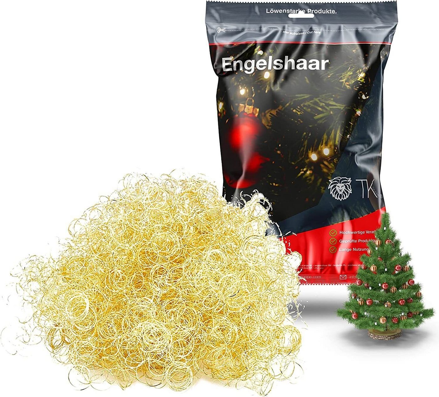 Weihnachtswunder® Lametta Engelshaar Feenhaar gelockt Lametta gold für Weihnachten Stanniol (1-tlg)