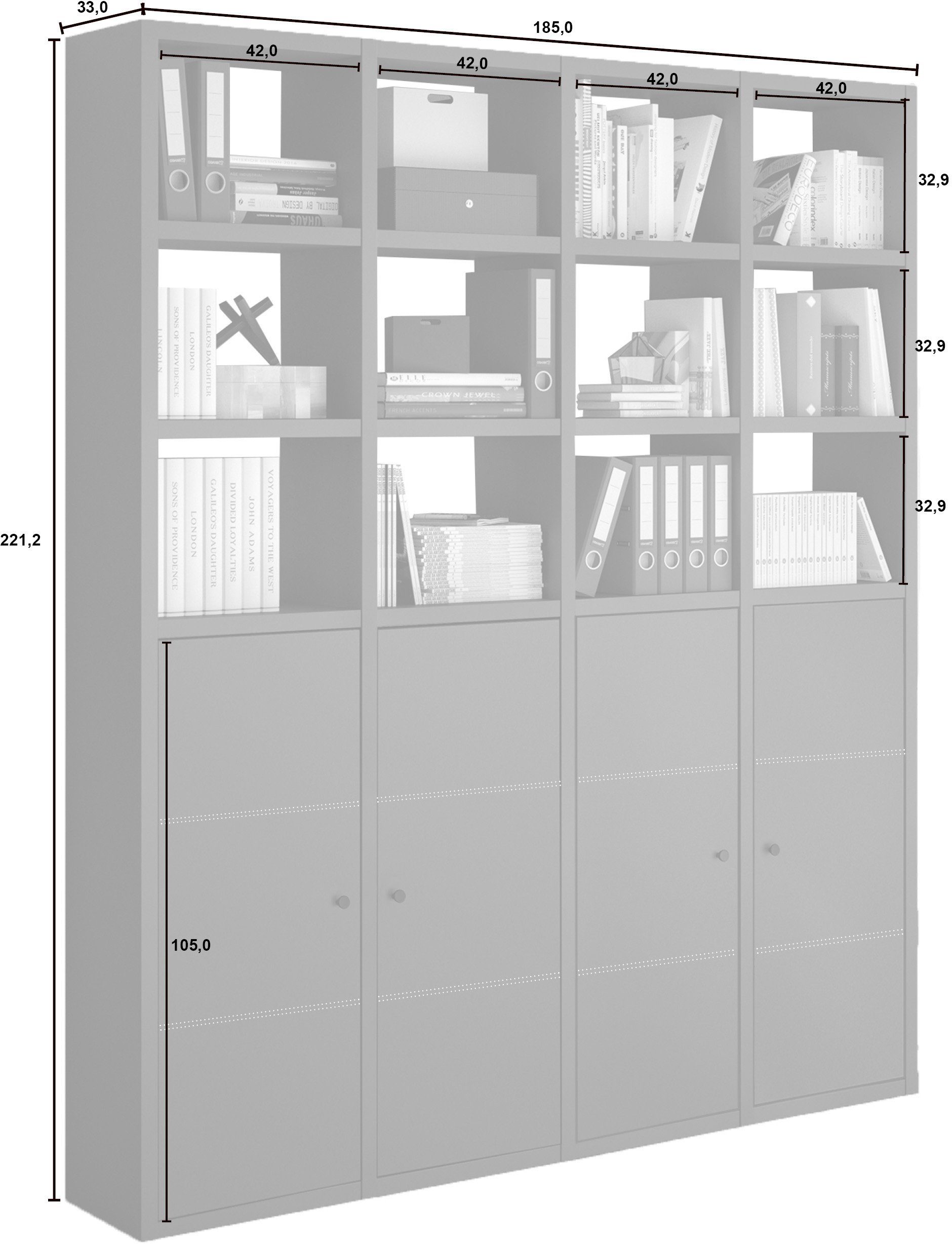 fif möbel Grau matt TORO, Grau matt | Regal 1-tlg