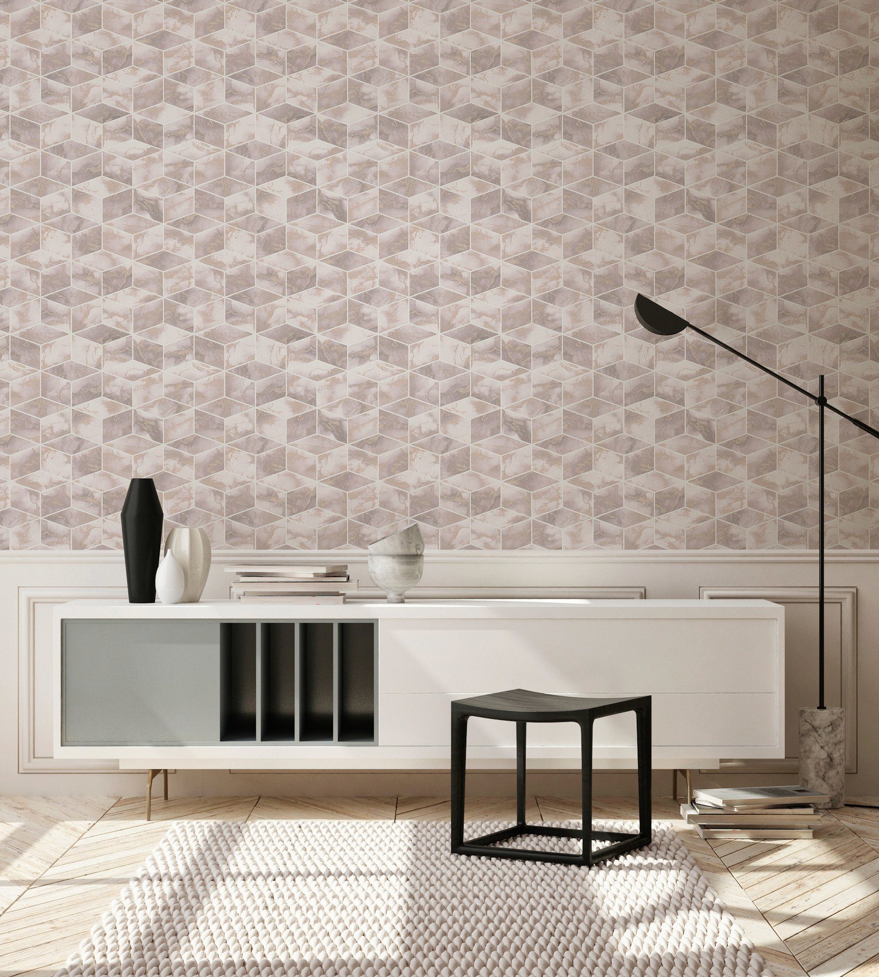 living walls Vliestapete Metropolitan Stories, Alena St. Petersburg, glatt, 3D-Optik, geometrisch, Tapete Geometrisch Tapeten Wohnzimmer Schlafzimmer Küche Design Optik