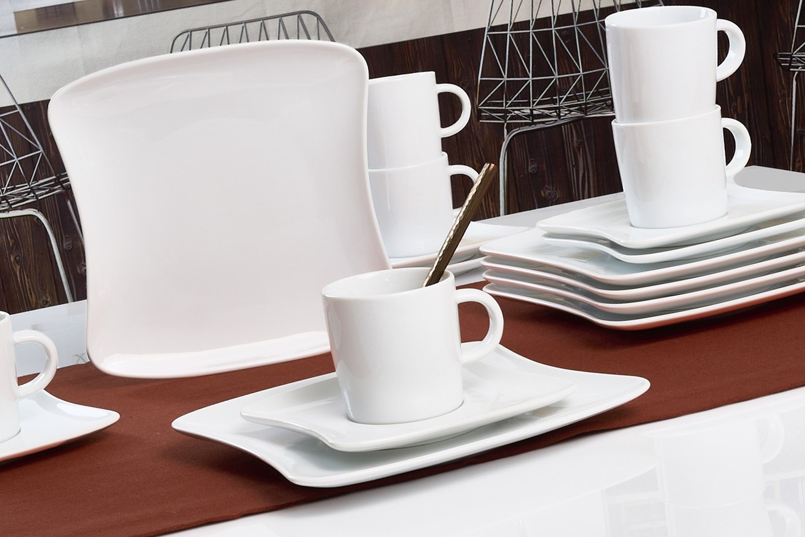 Retsch Arzberg Kaffeeservice Geschirr-Set, Service SANDY (18-tlg), 6 Personen, Porzellan, Porzellan Made in Germany, 18 Teile, für 6 Personen