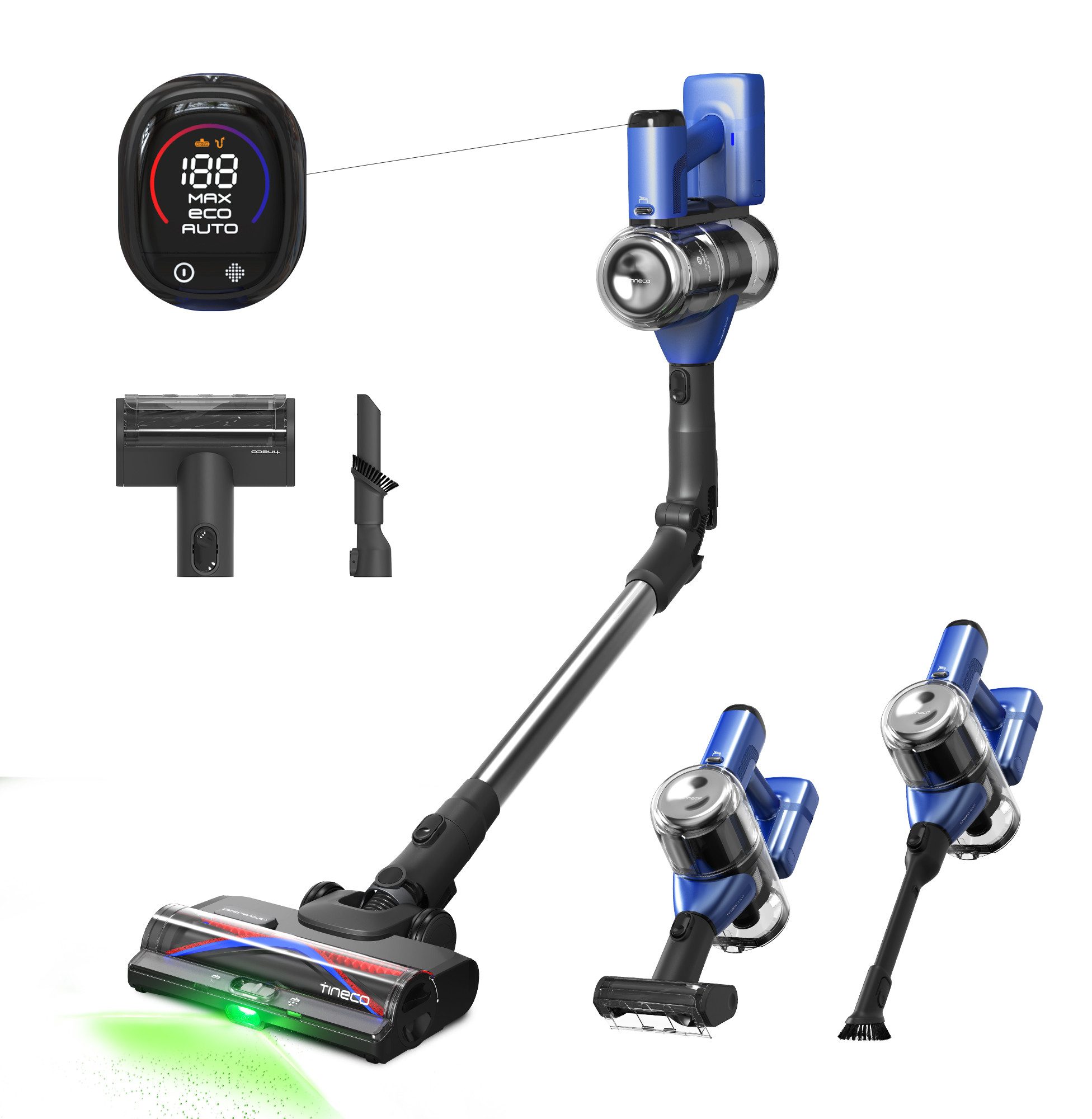 Tineco Akku-Hand-und Stielstaubsauger Pure One S50 Pro, 500 W, beutellos, Freistehende Ladestation, Anpassung der Saugleistung, 95Min Power-Akku