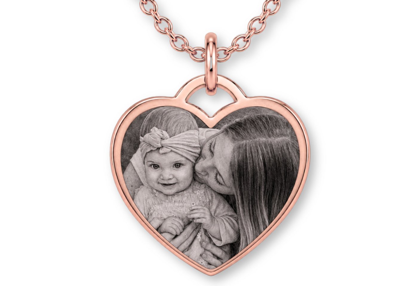 BS Schmuckdesign Kette mit Anhänger mit Gravur Foto Halskette Damen personalisiertes Geschenk Gravurkette Herzform (inkl. Gravur), personalisiert inkl. Geschenkbox