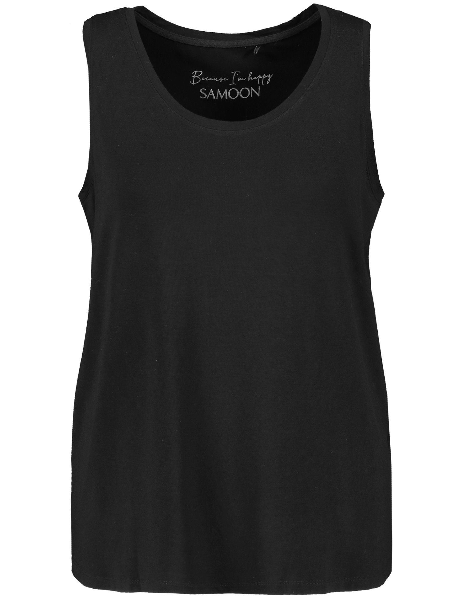 Shirttop Seitenschlitzen Samoon Black mit Basic-Top