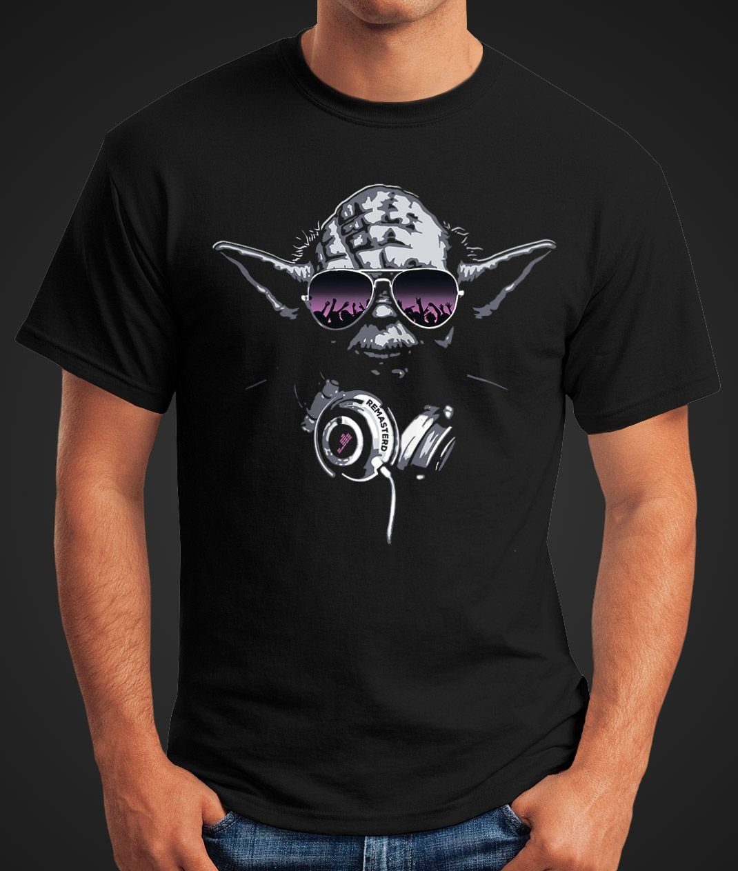 MoonWorks Print-Shirt Herren T-Shirt - Deejay DJ Yoda Remastered - mit Prin günstig online kaufen