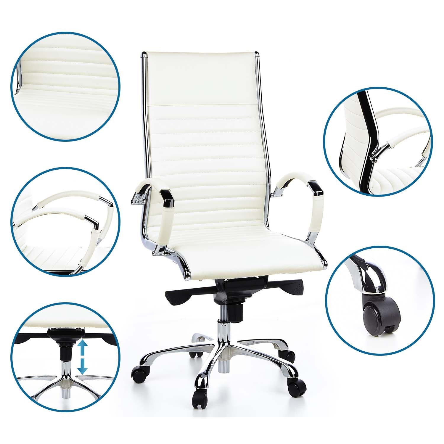 hjh OFFICE Chefsessel Profi Chefsessel Parma 20 Leder mit Armlehnen, Drehstuhl Bürostuhl ergonomisch