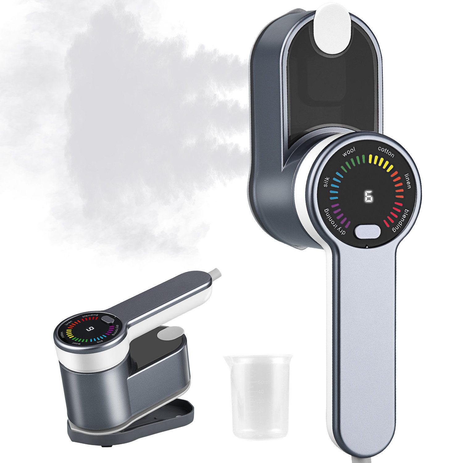 CkeyiN Dampfbügeleisen 2-in-1 Tragbares Bügeleisen 5s Aufheizen 6 Modi LED-Anzeige 120ml Tank, 1200,00 W, 180° drehbarem Griff Trocken-Nass Bügeln Inkl. Hitzeschutzmatte reise