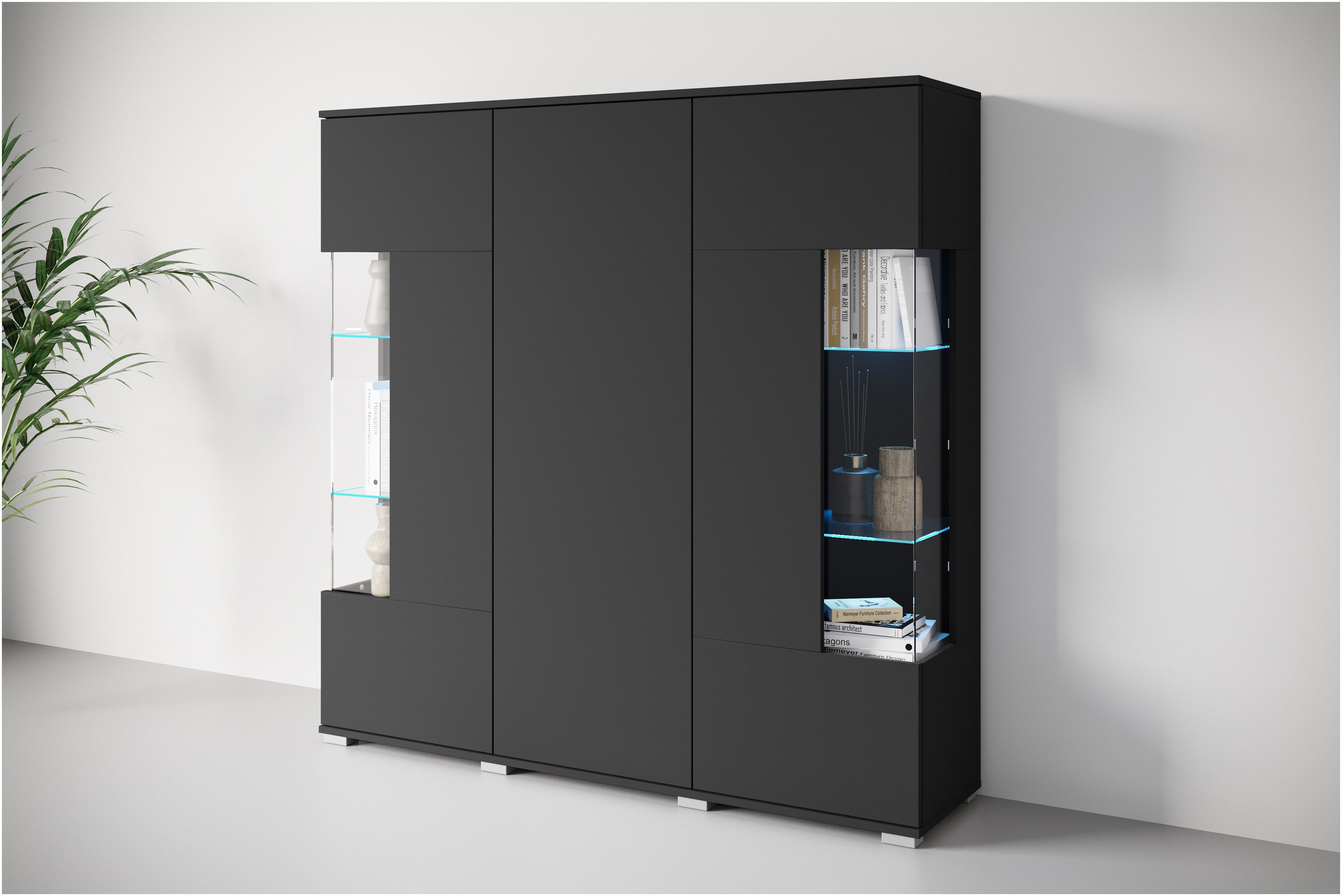 OTTO home Highboard Kenia (1 St), Modernes Highboard, mit Glastüren, Breite 135 cm