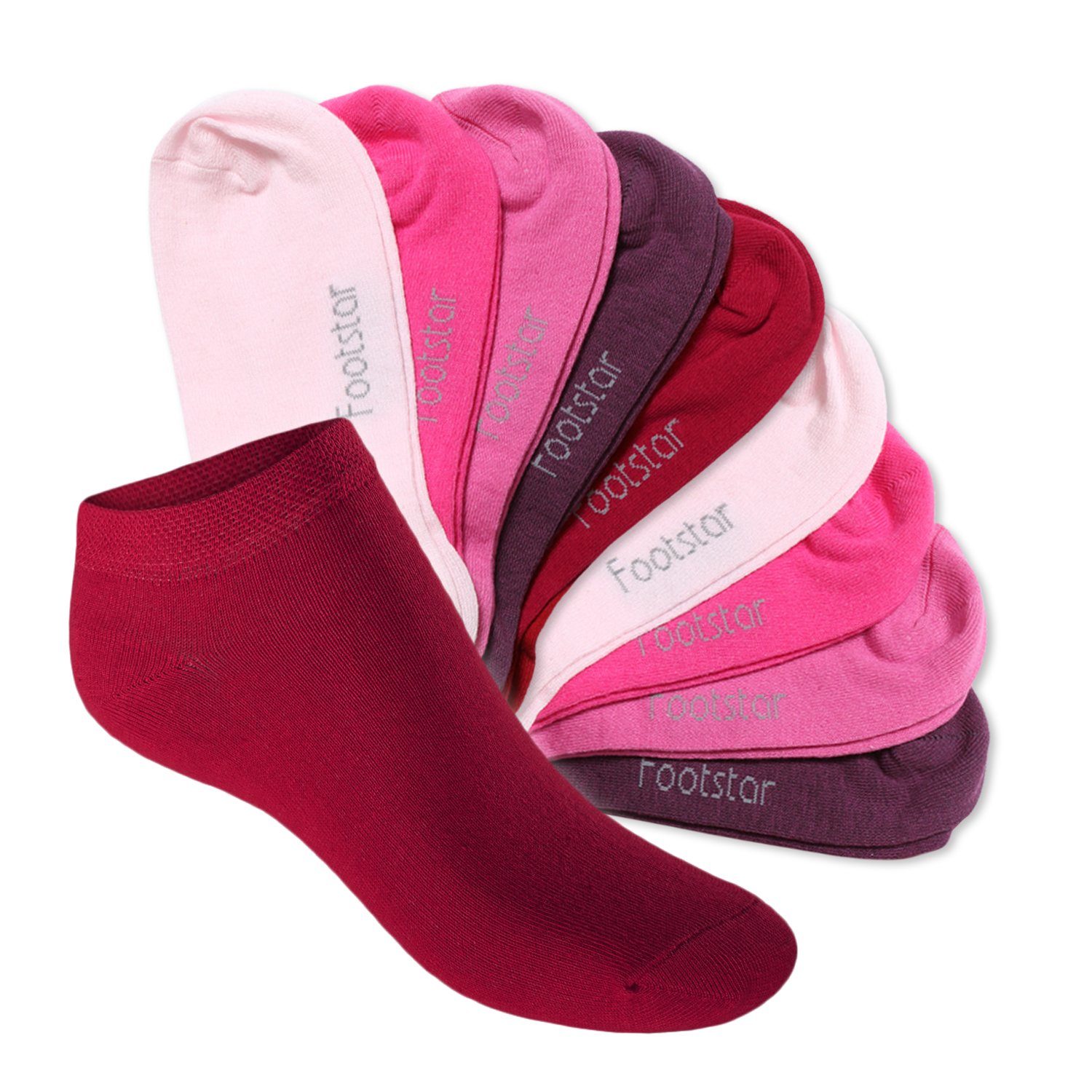 Footstar Kurzsocken Kinder Sneaker Socken (10 Paar) - Kurze Socken für Kids Berrytöne