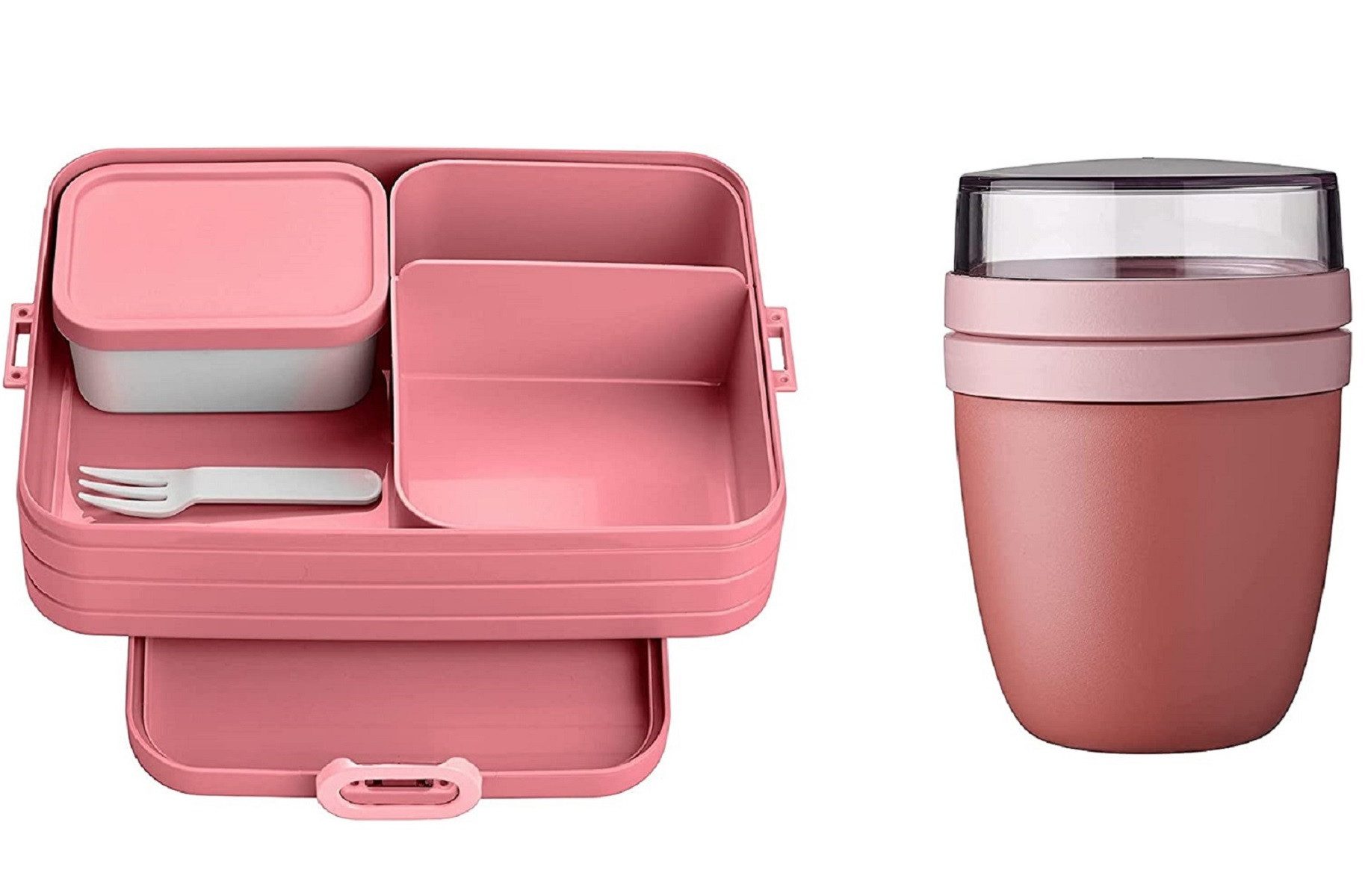 Mepal Lunchbox Bento-Lunchbox Large & Lunchpot für bis zu 8 Butterbrote, praktischer Müslibecher, Brotdose mit Fächern, Vivid Mauve