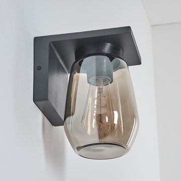 hofstein Außen-Wandleuchte moderne Wandlampe aus Metall/Glas in Anthrazit/Rauchfarben, ohne Leuchtmittel, Wandleuchte m. Ersatzglas,Außenleuchte, 1xE27, ohne Leuchtmittel, IP44