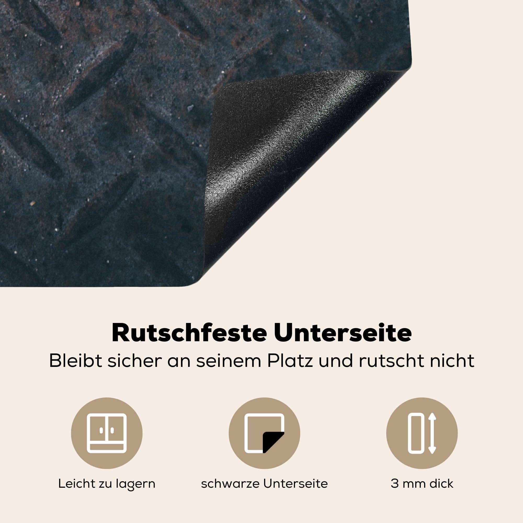 MuchoWow Herdblende-/Abdeckplatte Eisen tlg), für cm, Vinyl, - Ceranfeldabdeckung, (1 Arbeitsplatte 78x78 Rost, - küche Platten