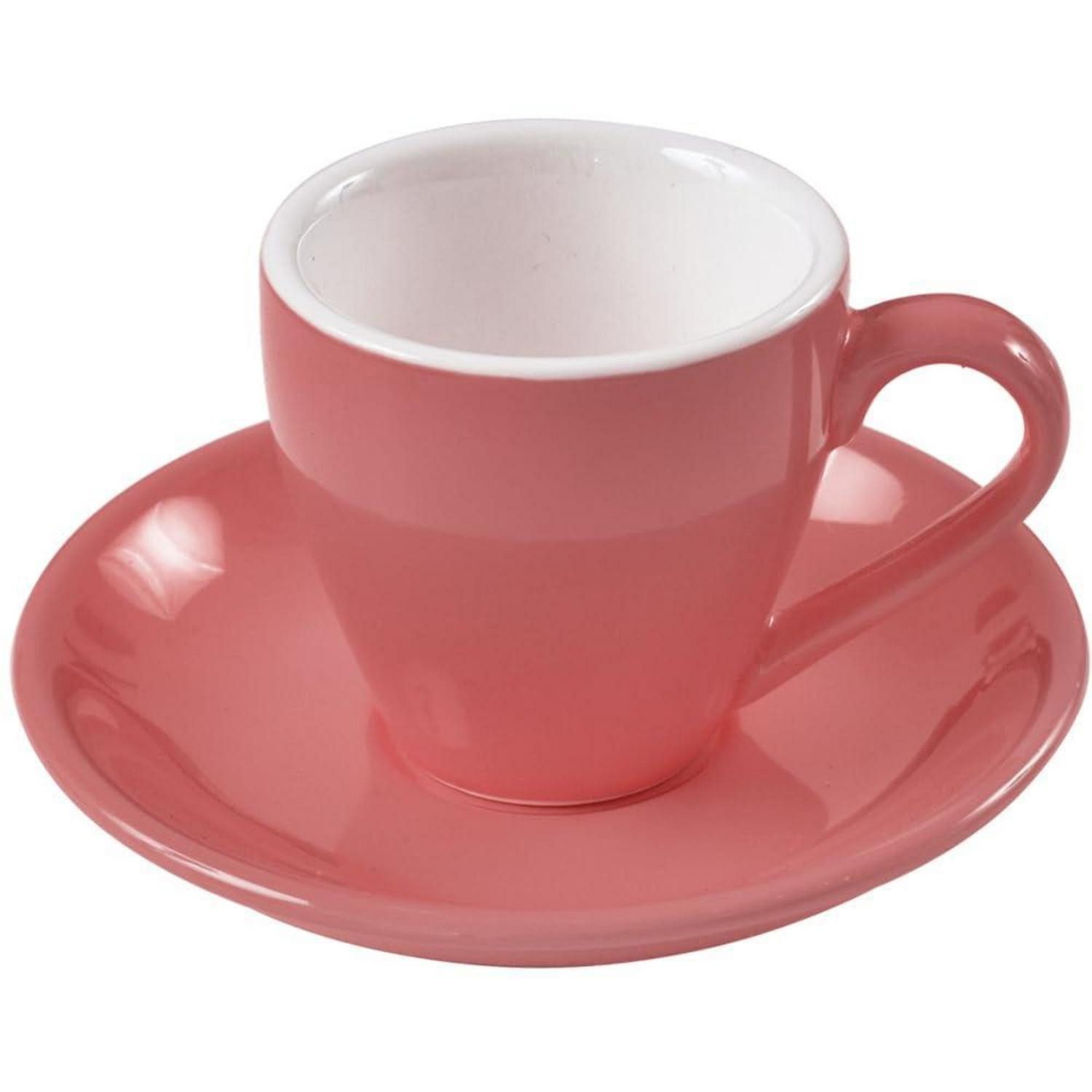 LuxusKollektion Espressotasse Espressotasse mit Untertasse 80ml Rosa, Keramik