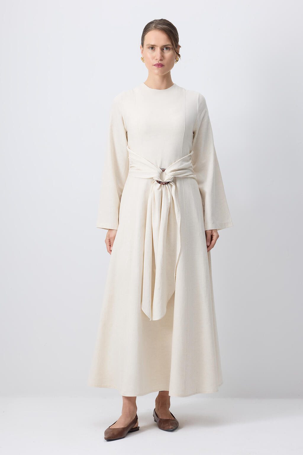 touche prive Maxikleid Kleid mit natürlicher Struktur und Gürteldetails