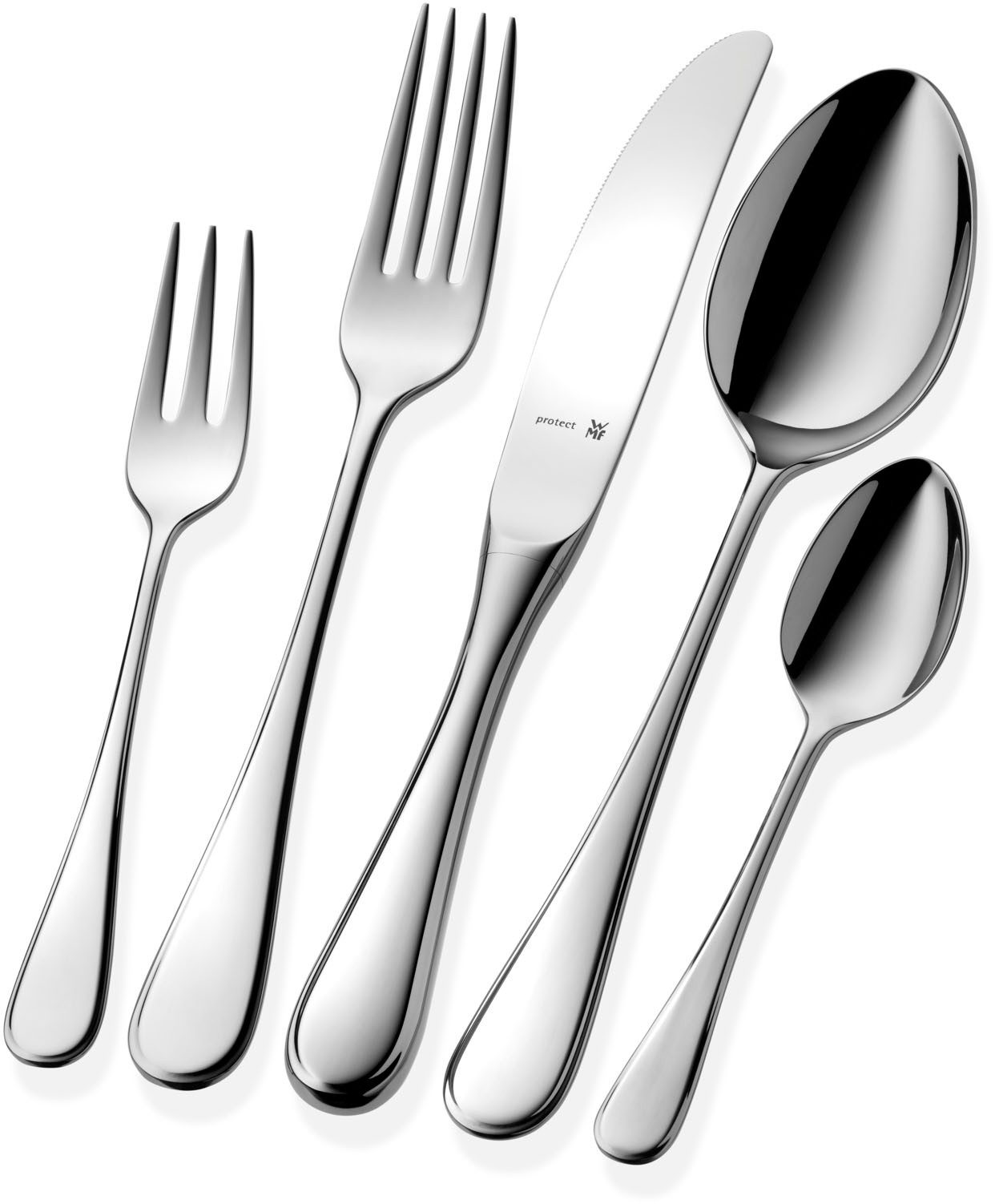 WMF Besteck-Set Kent Plus (30-tlg), 6 Personen, Cromargan® Edelstahl Rostfrei, ergonomisch, Cromargan protect