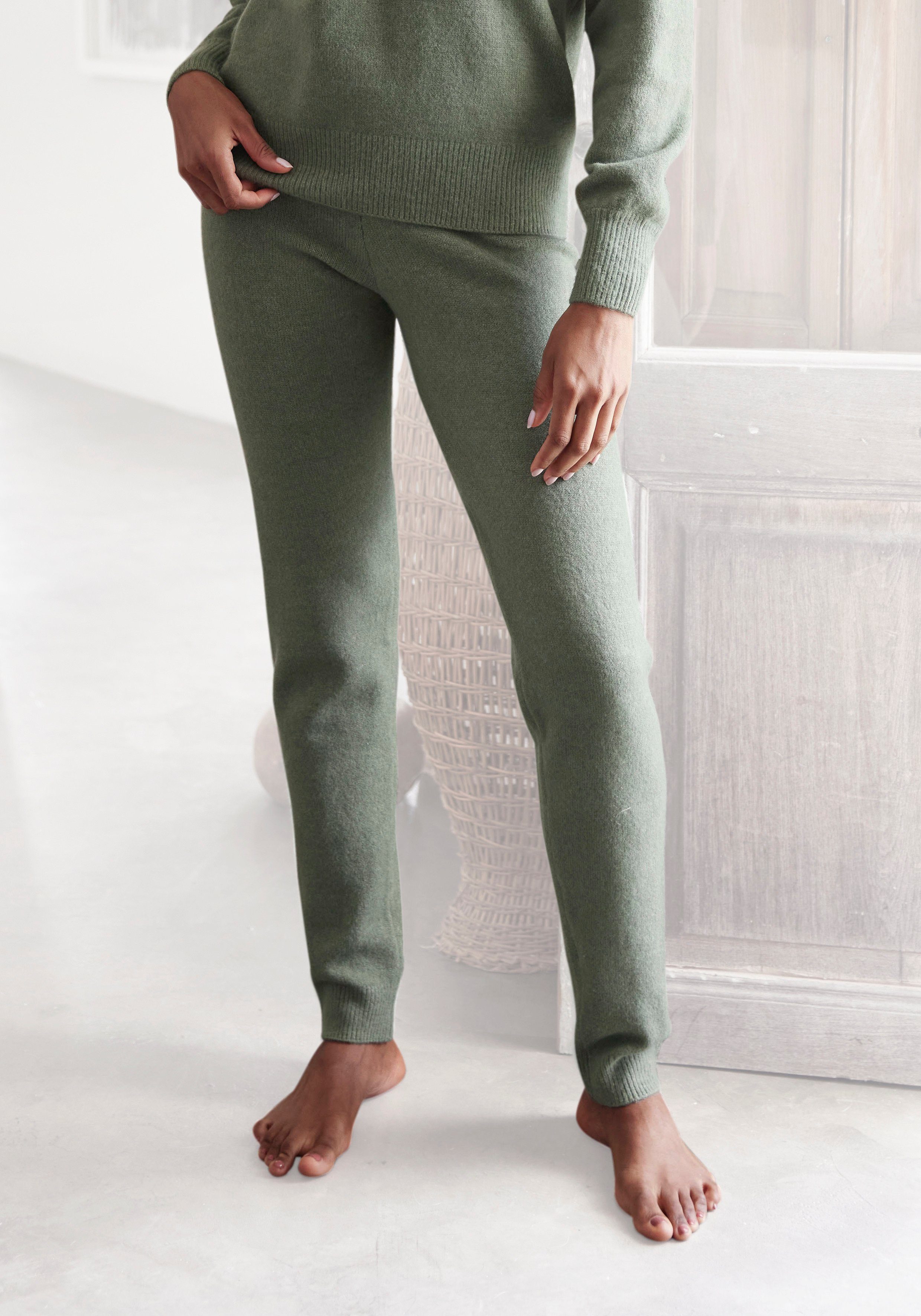 LASCANA Strickhose -Loungehose aus weichem Strick, Loungewear grün