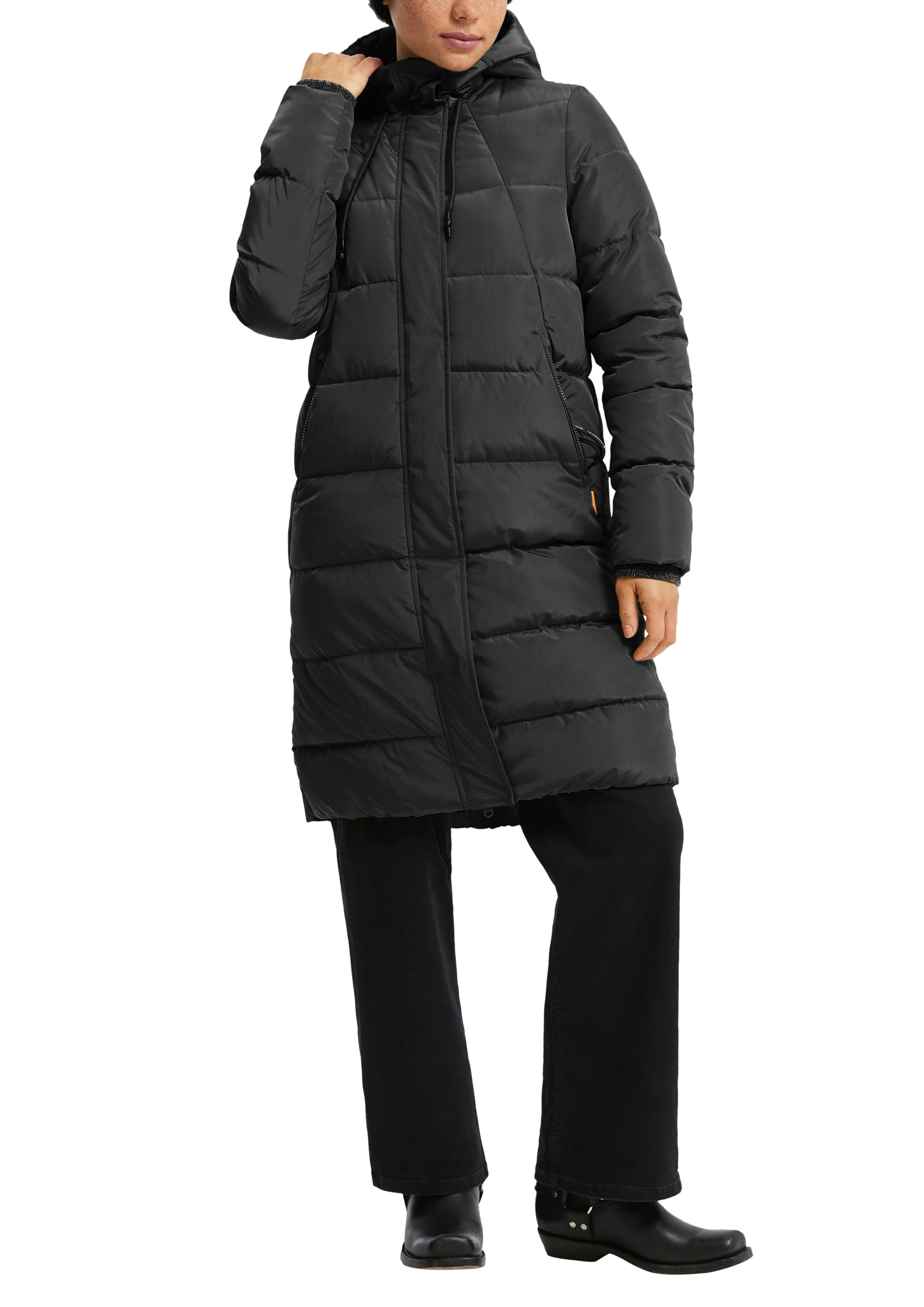 QS Steppjacke lang, mit Kapuze