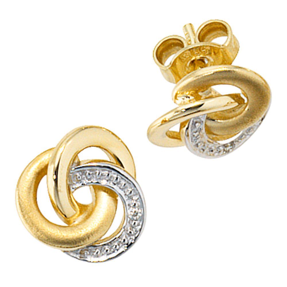 Schmuck Krone 2 mit 585 585 teilrhodiniert Ohrstecker Gold Gold Diamanten Ohrstecker Paar Brillanten Stecker Damen